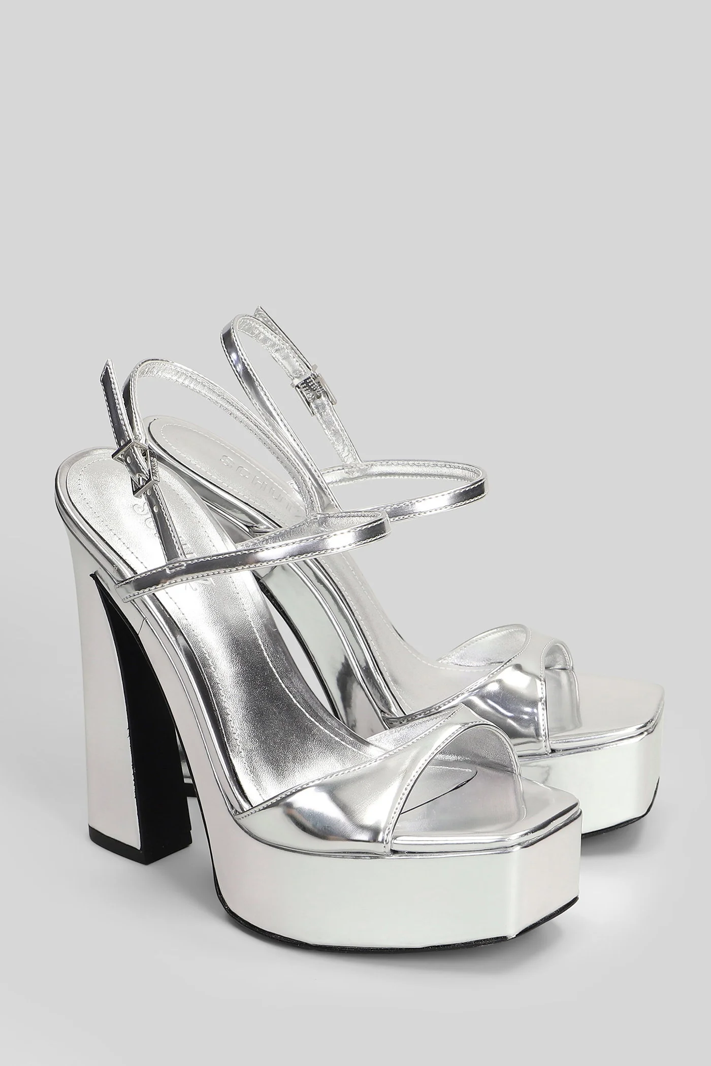Sandals in silver leather - Image 2