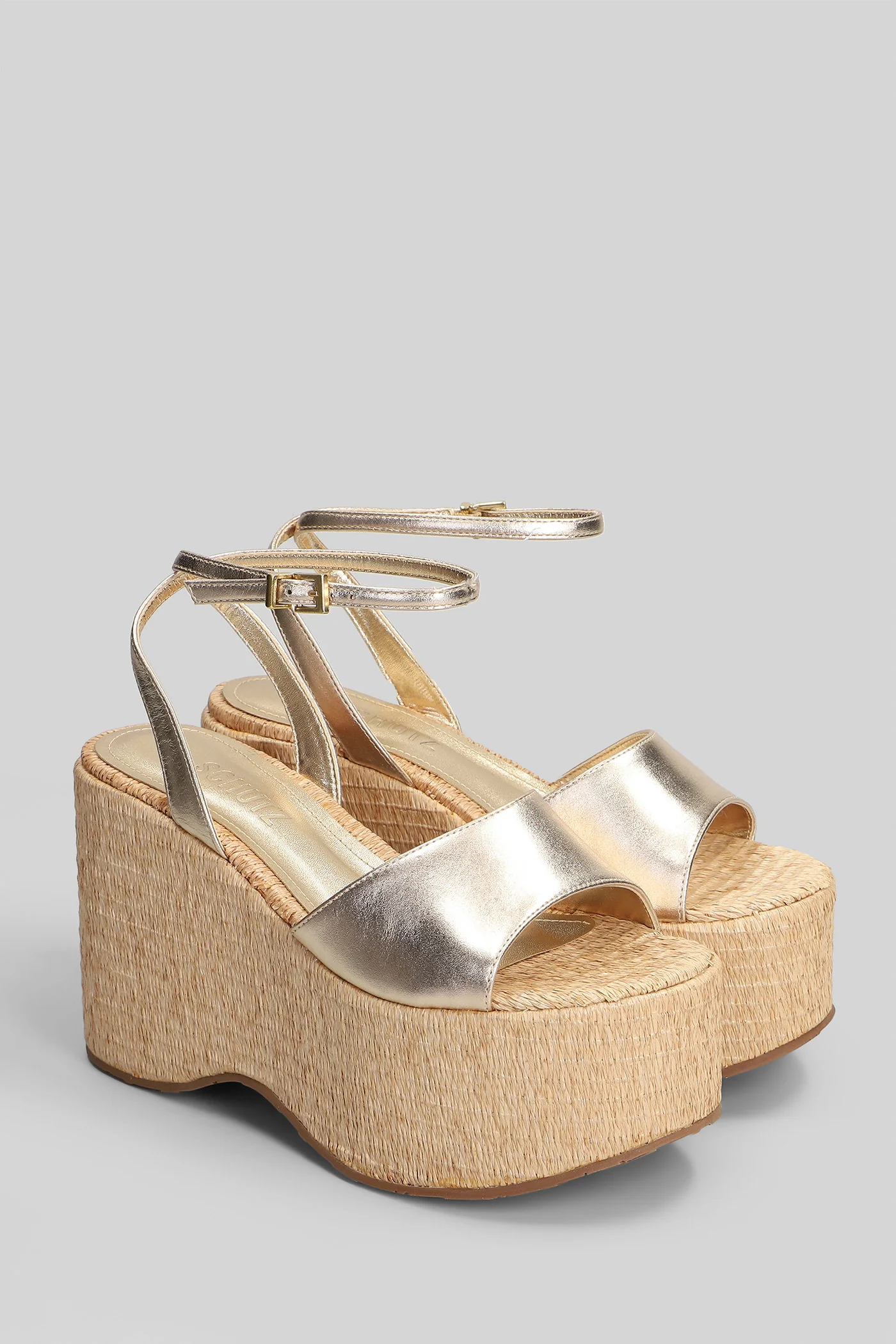 Wedges in gold leather - Image 2