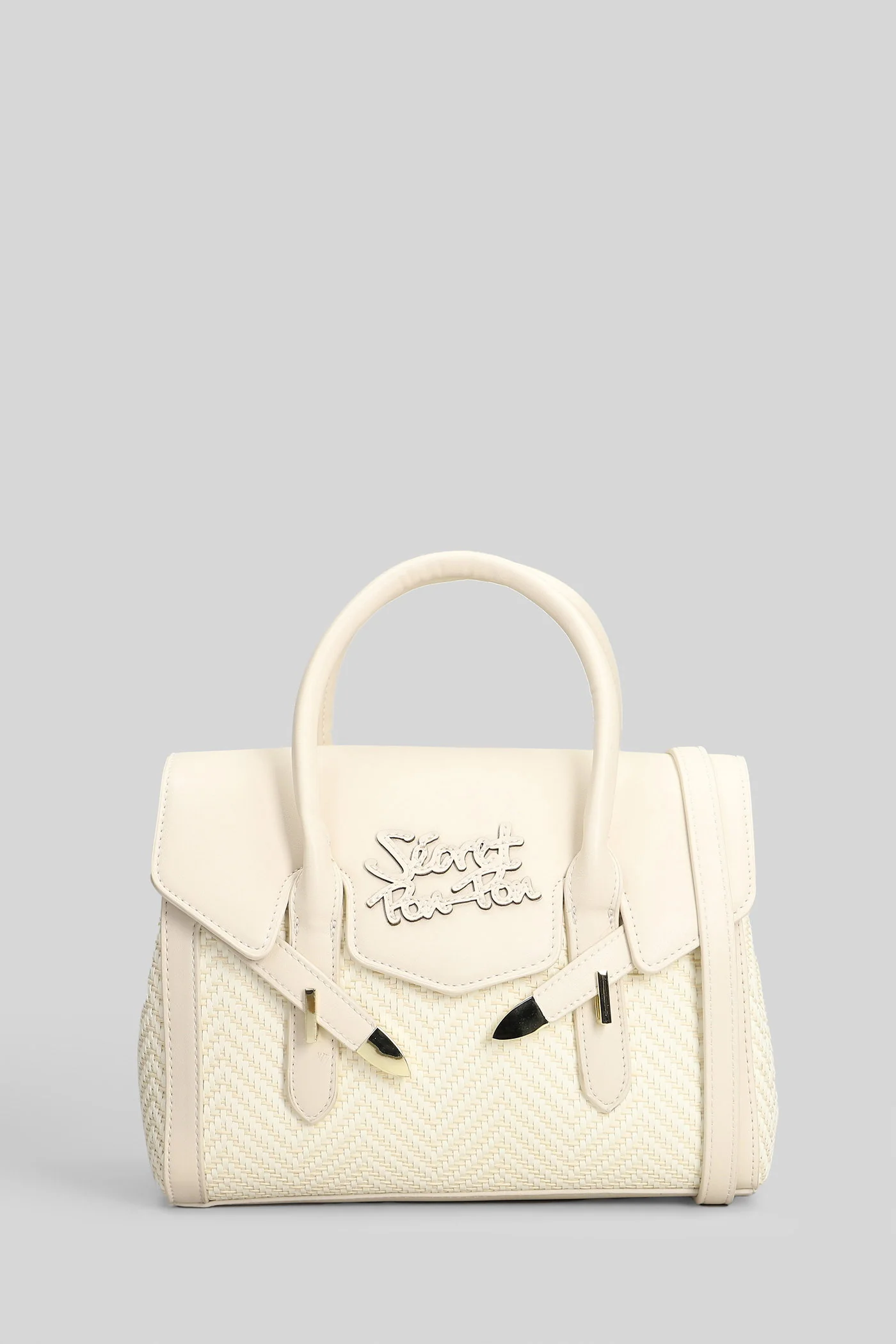 Yalis Straw Small Shoulder bag in white polyester
