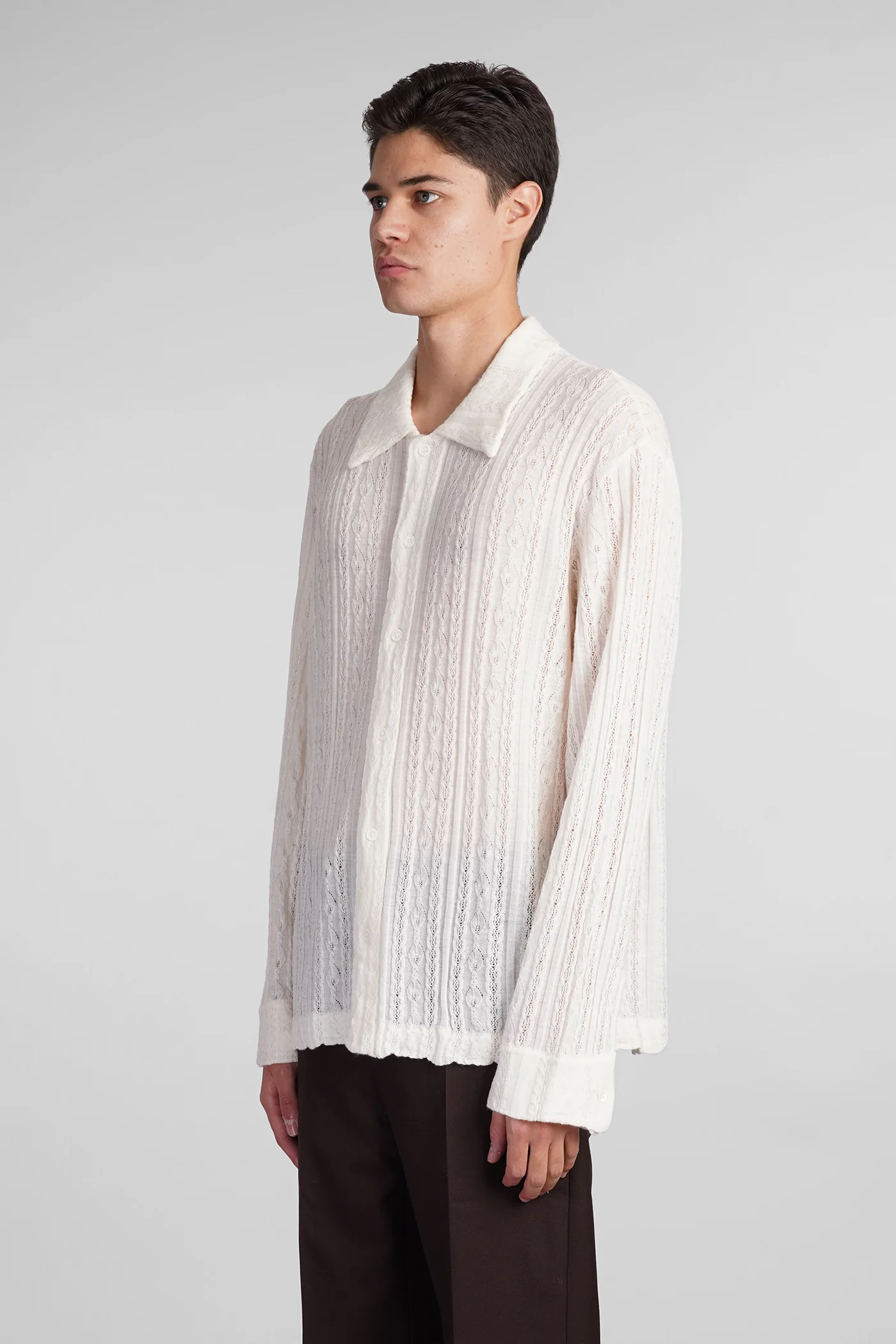 Riku shirt Shirt in beige wool - Image 4
