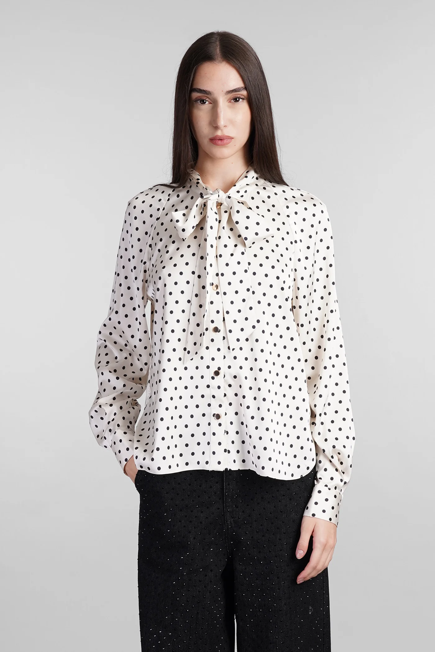 Blouse in beige polyester