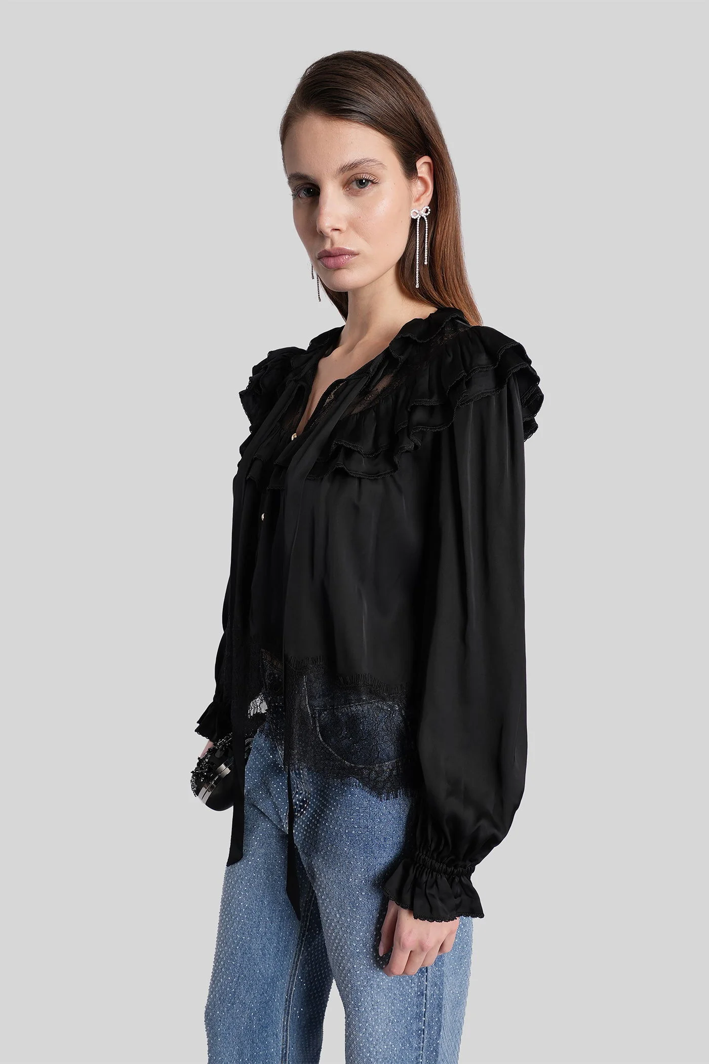 Blouse in black viscose - Image 2