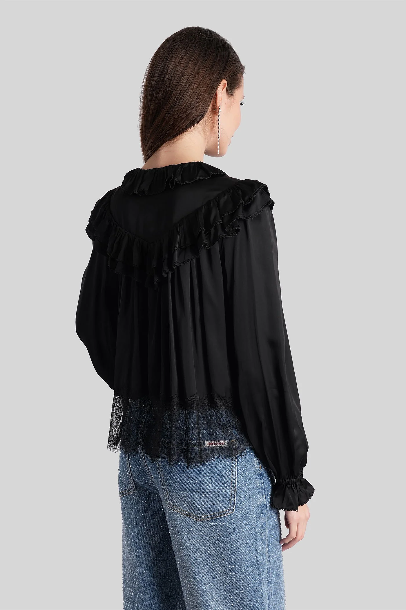 Blouse in black viscose - Image 3