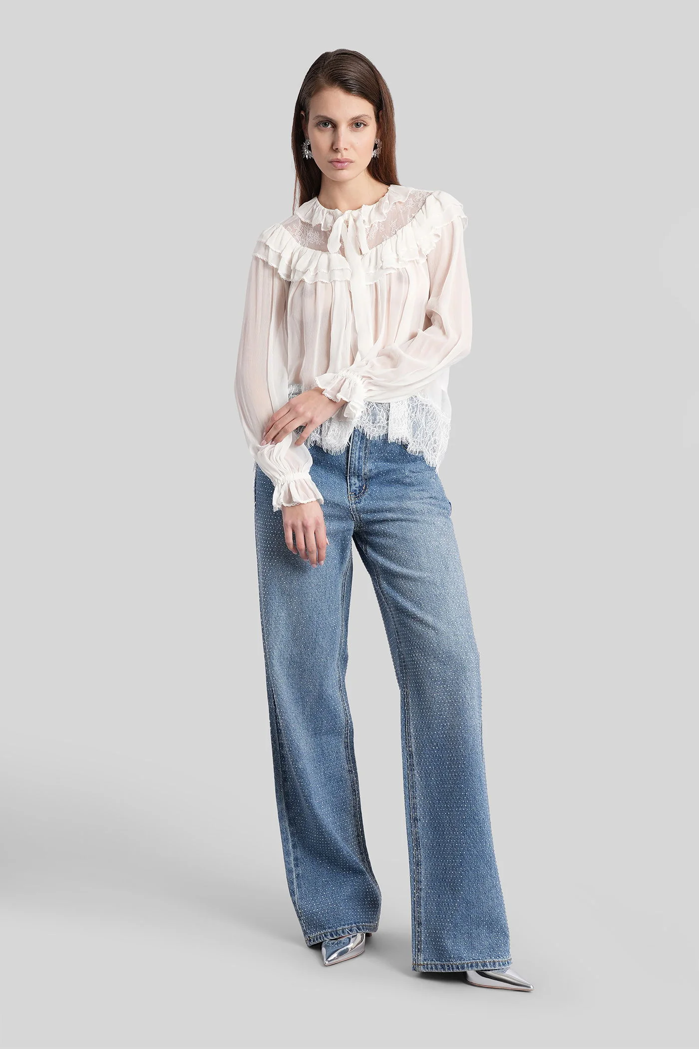 Blouse in white viscose - Image 2
