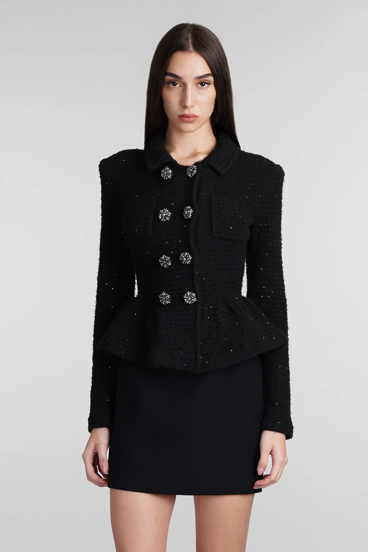 Casual jacket in black polyester