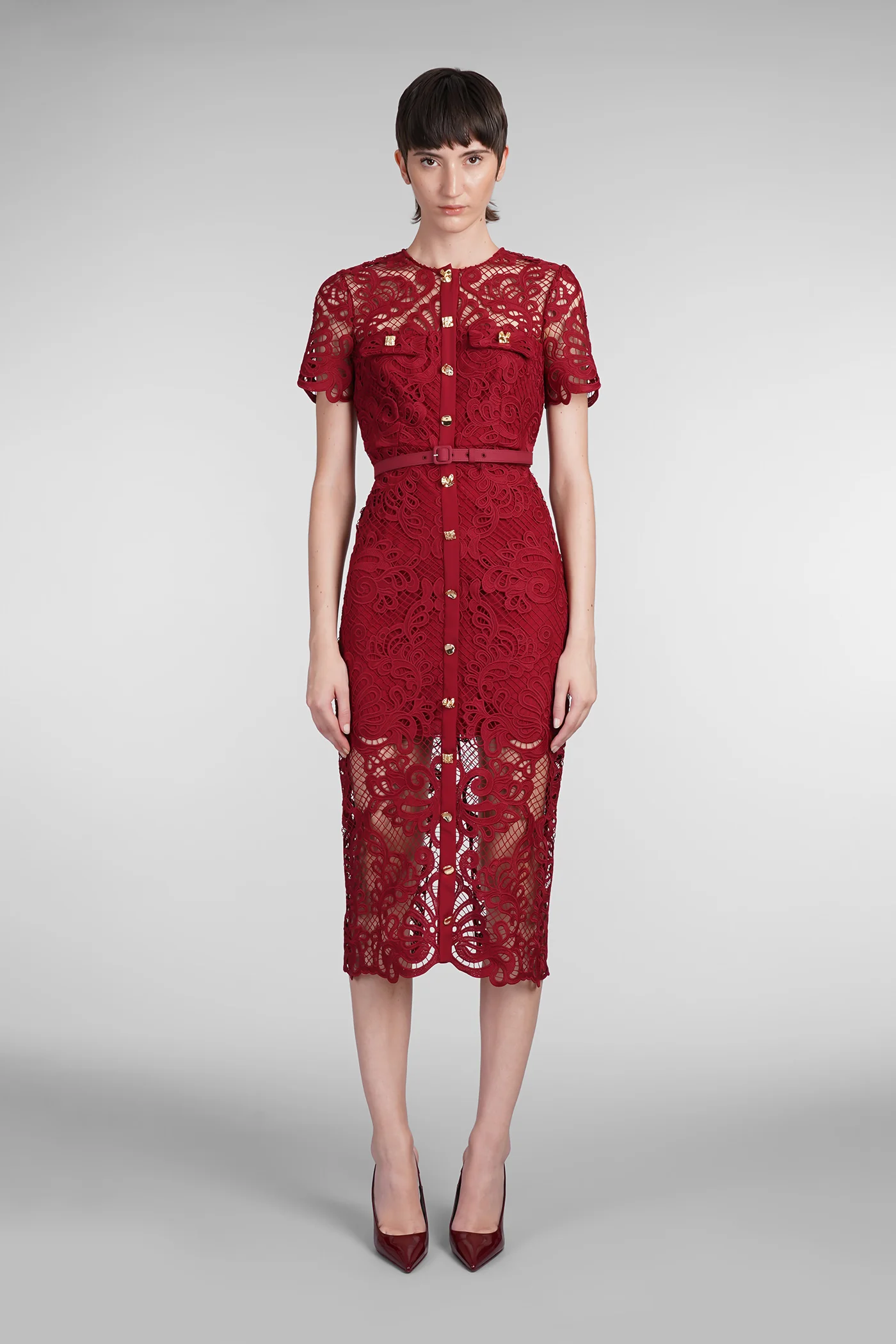 Dress woman in red polyester