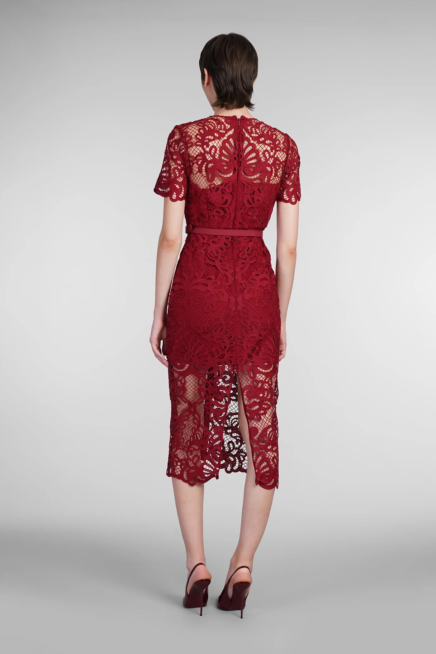 Dress woman in red polyester - Image 3