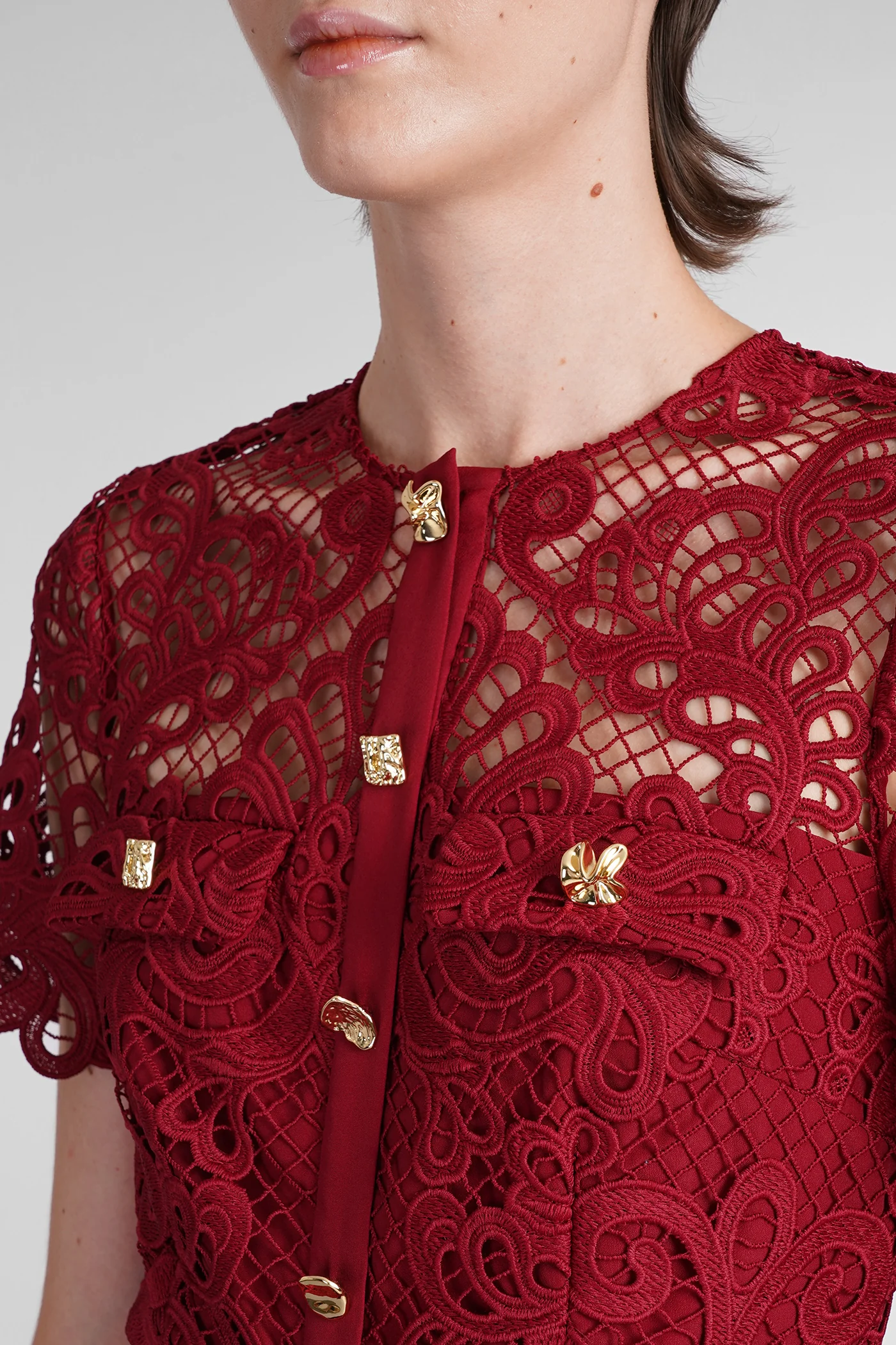 Dress woman in red polyester - Image 5