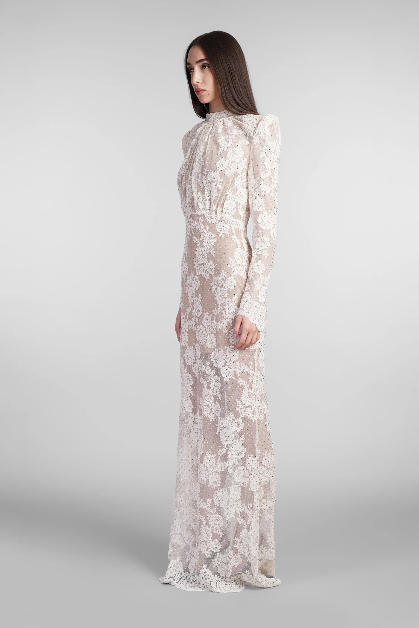 Dress woman  in white polyester - Image 4