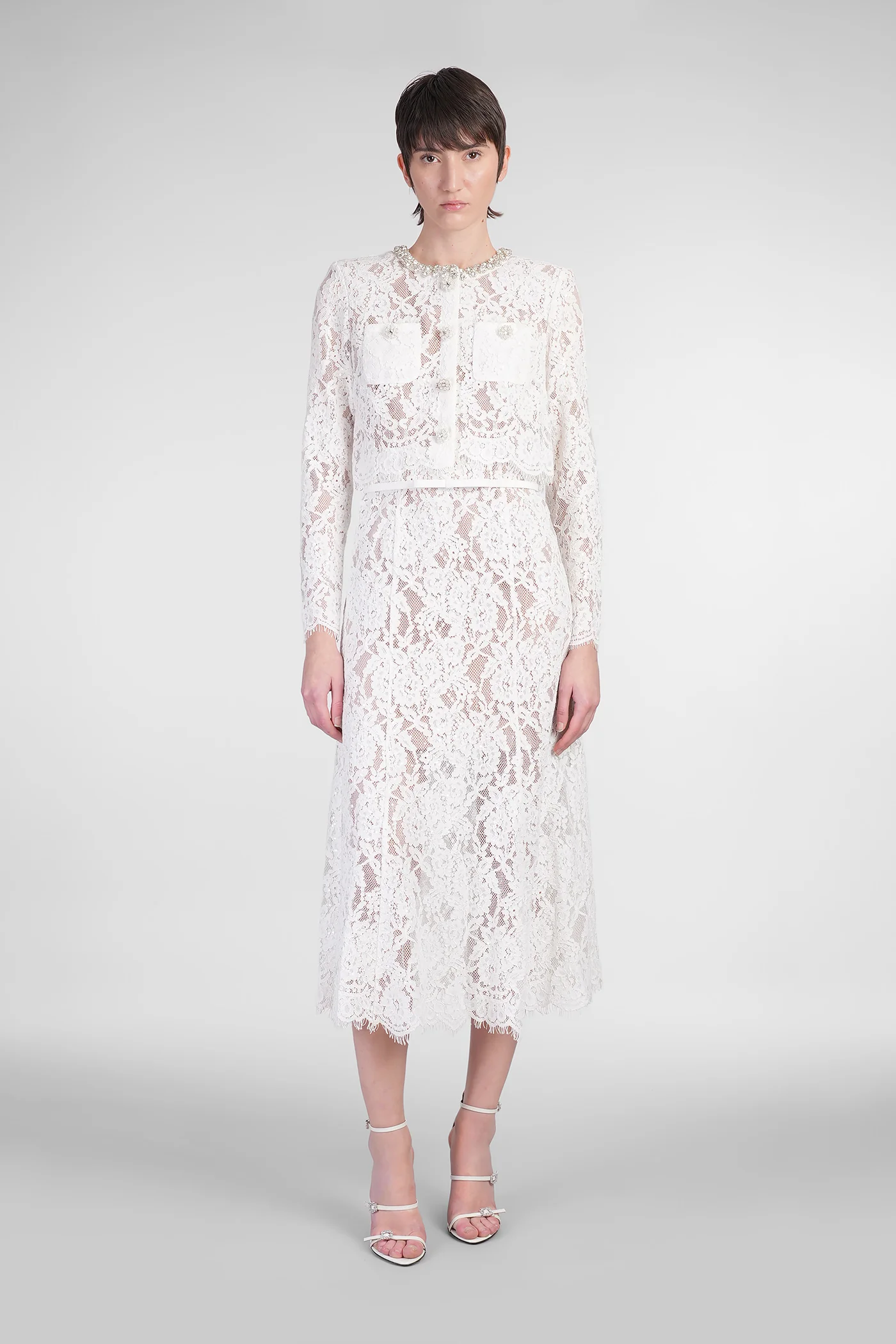 Dress woman in white viscose