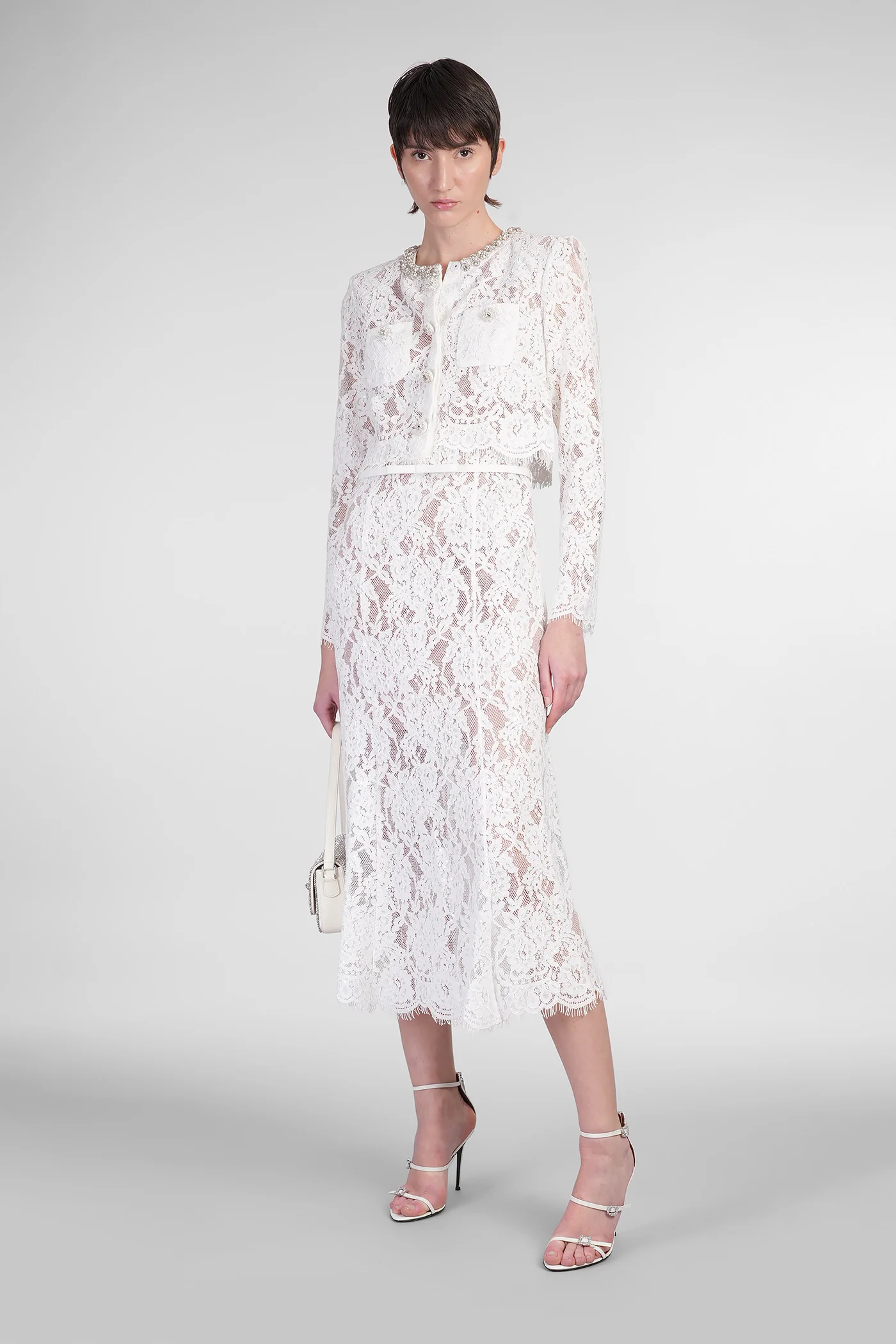 Dress woman in white viscose - Image 2
