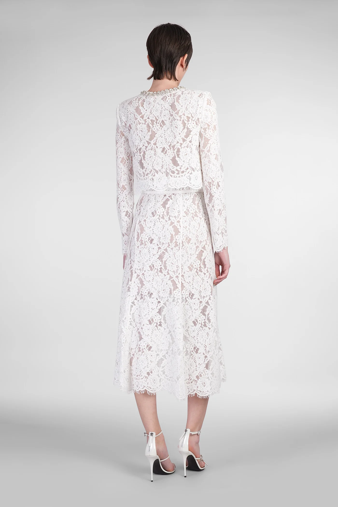 Dress woman in white viscose - Image 3
