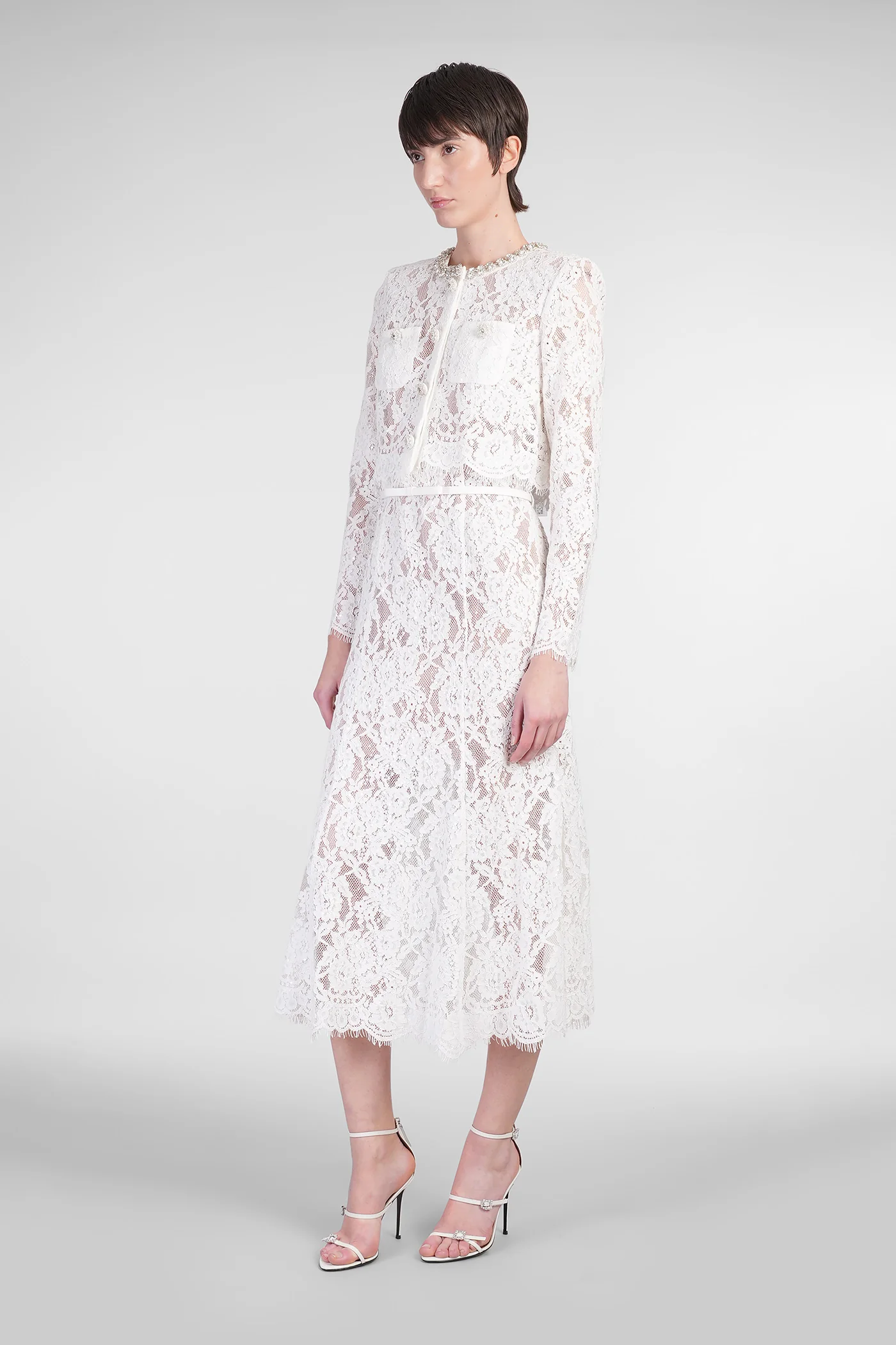 Dress woman in white viscose - Image 4