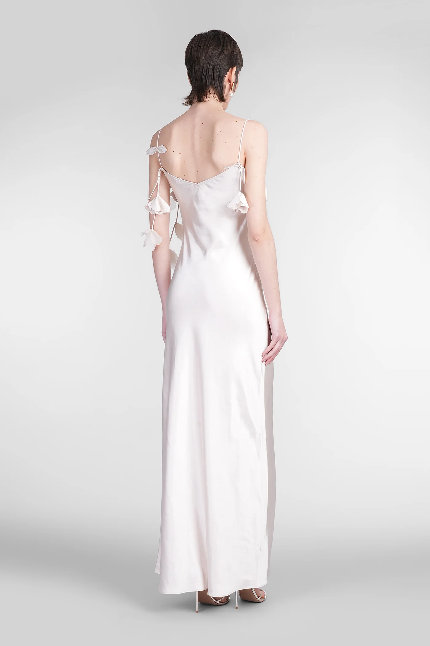 Long dress in beige polyester - Image 3