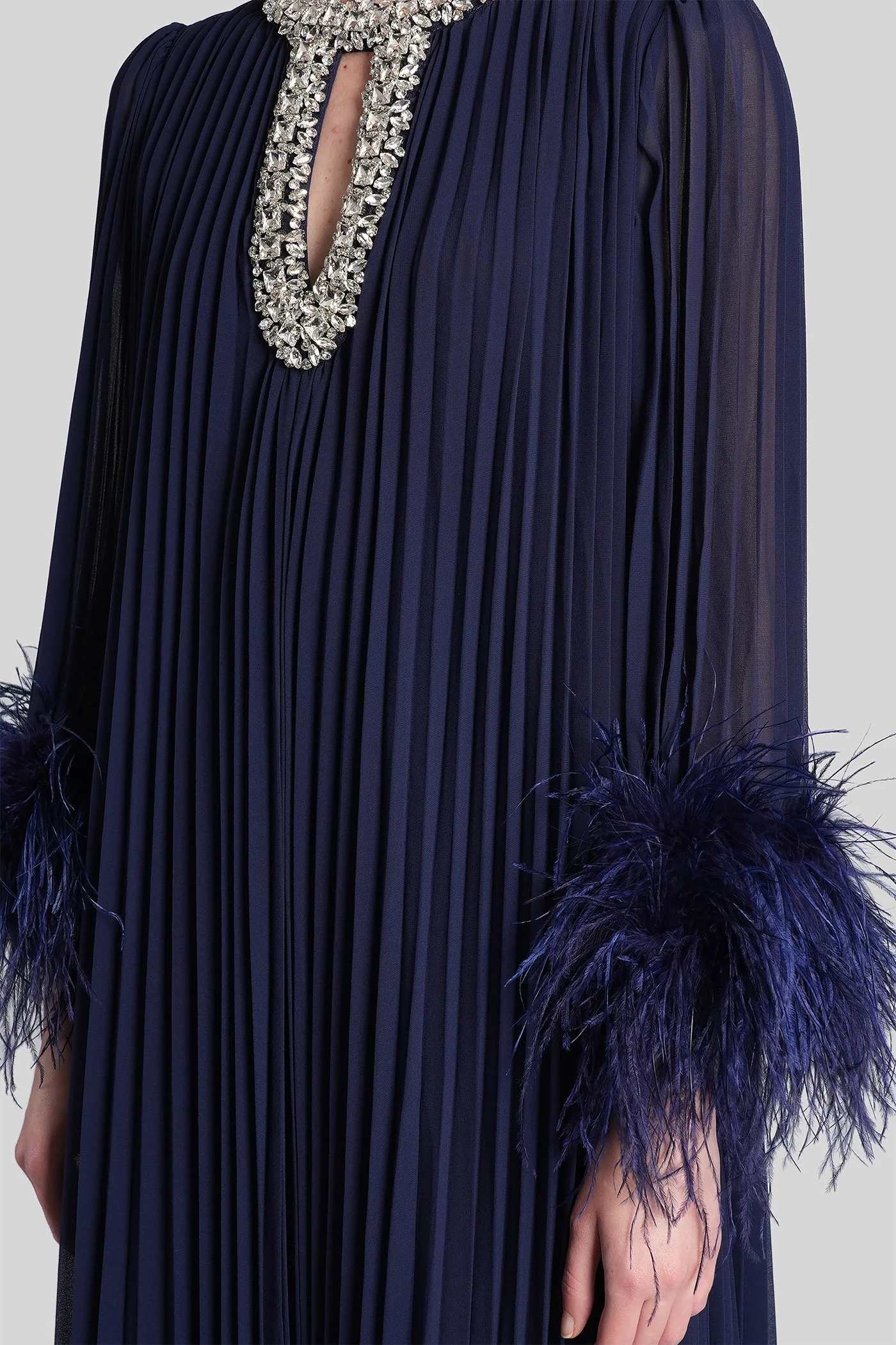 Long dress in blue polyester - Image 5
