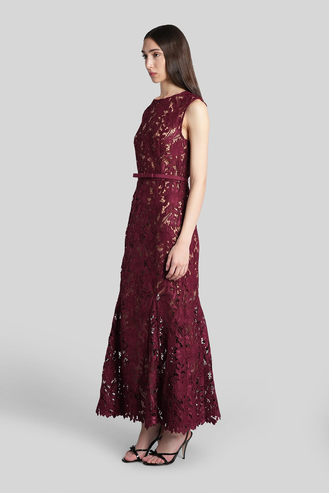 Long dress in bordeaux polyester - Image 4