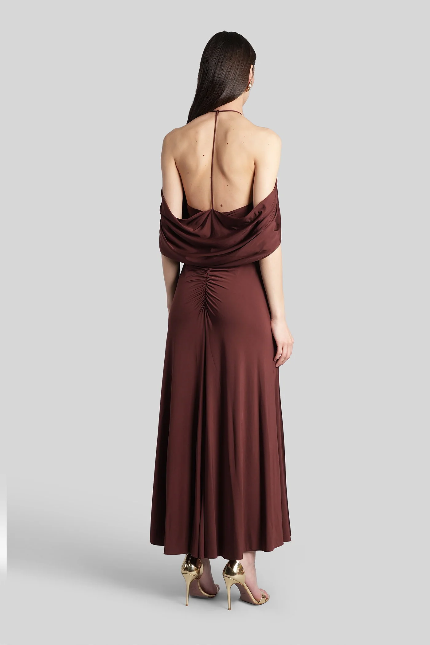 Long dress in brown viscose - Image 3
