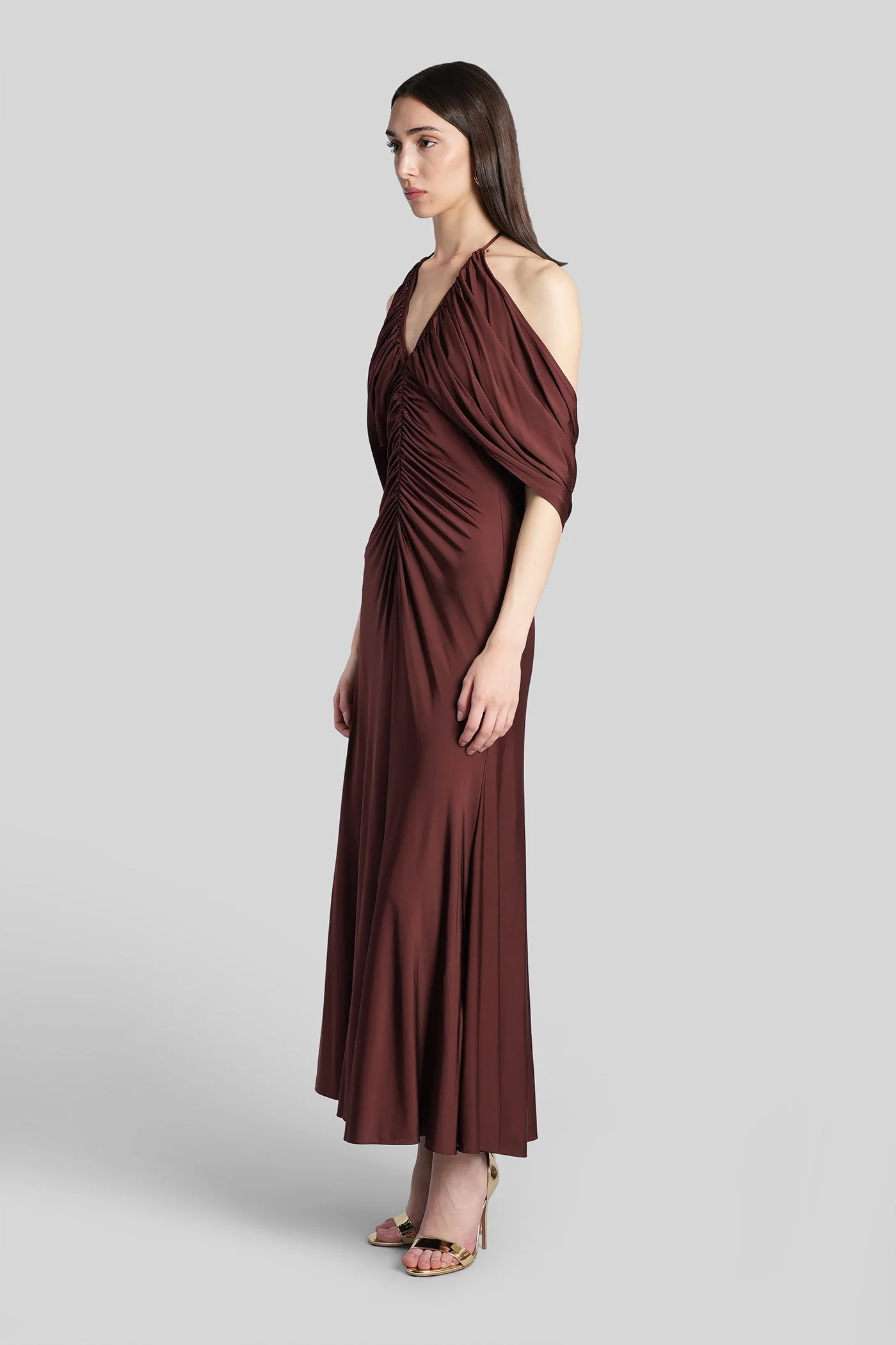Long dress in brown viscose - Image 4