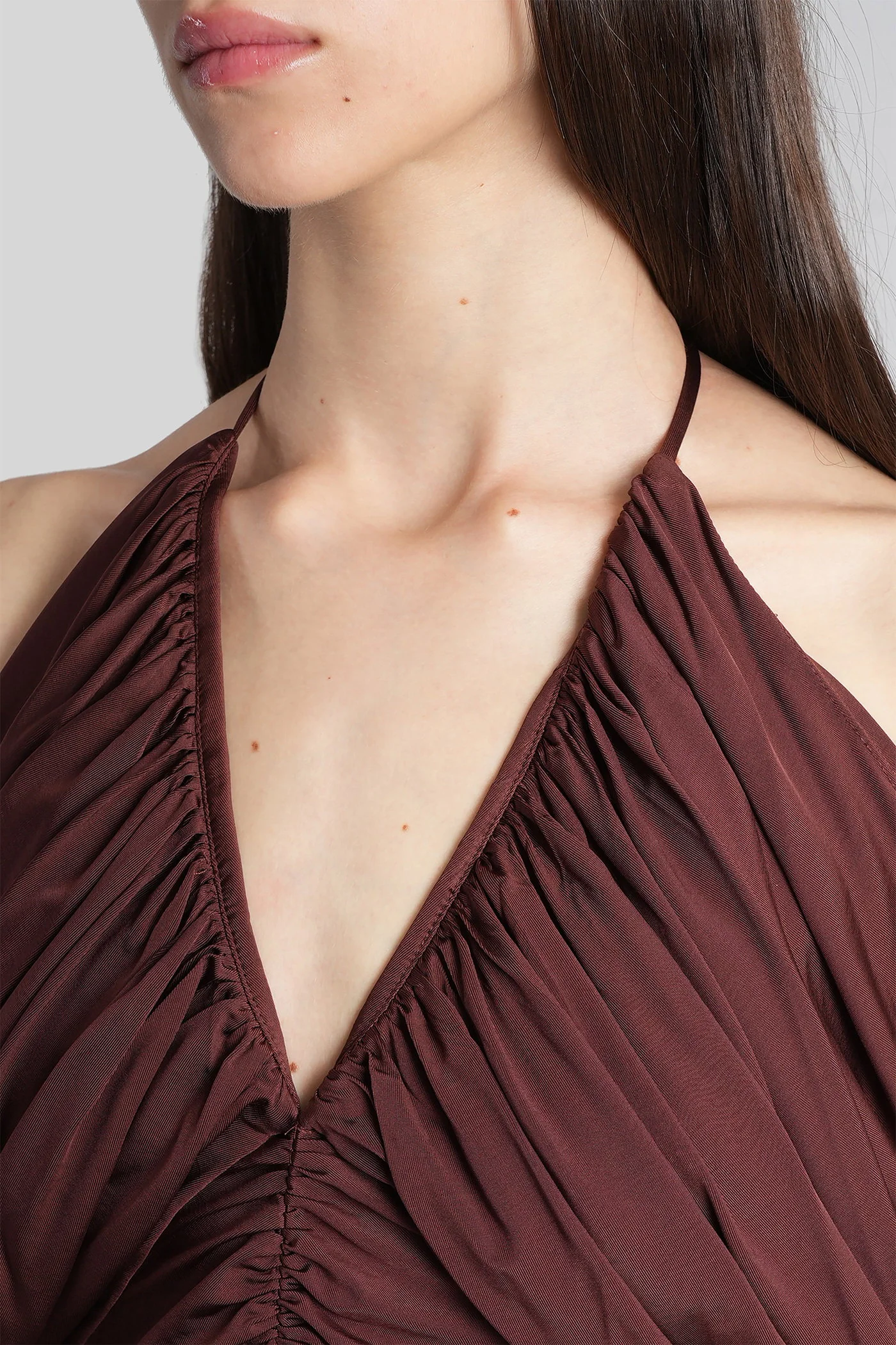 Long dress in brown viscose - Image 5