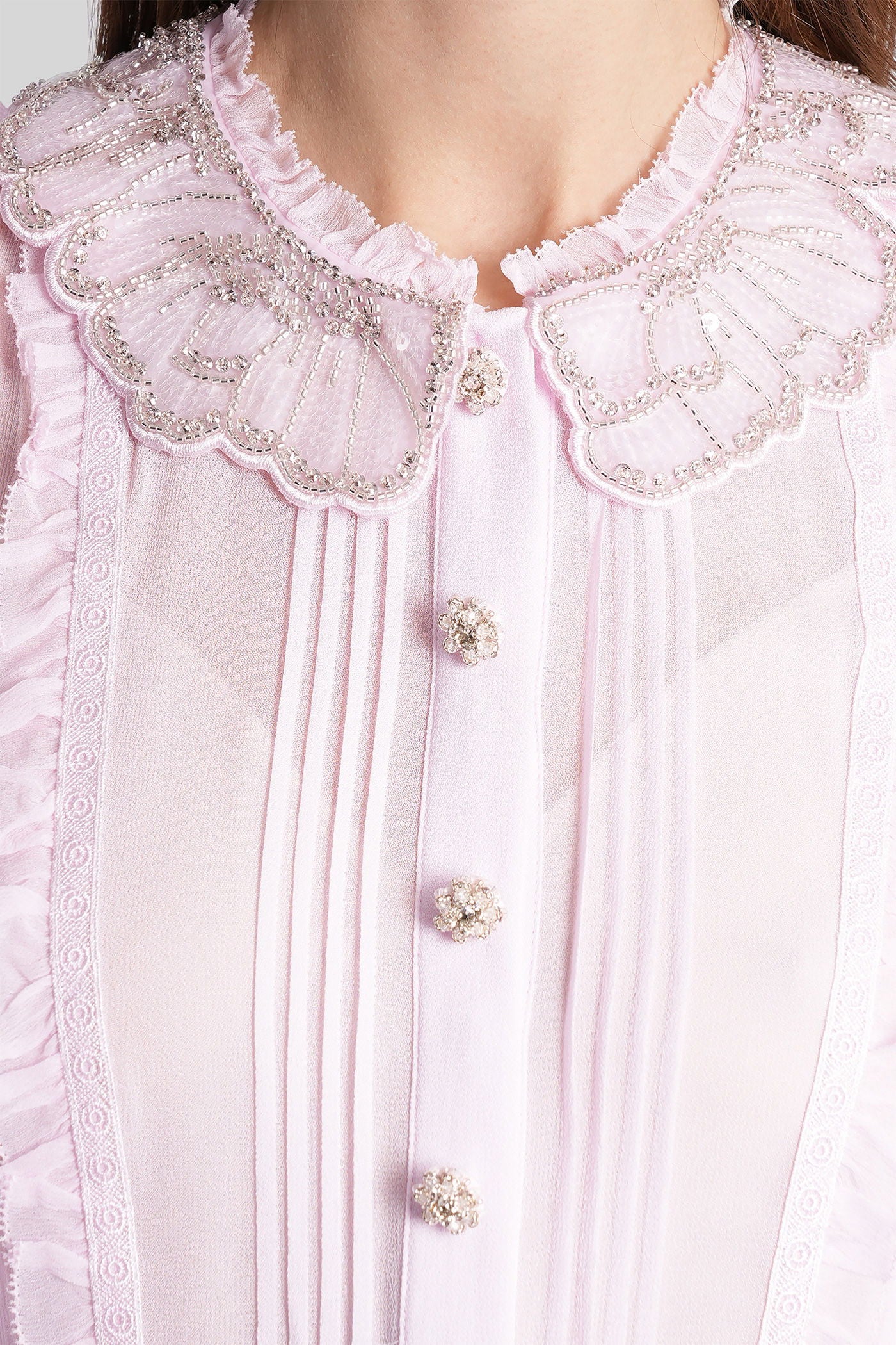 Long dress in rose-pink viscose - Image 5