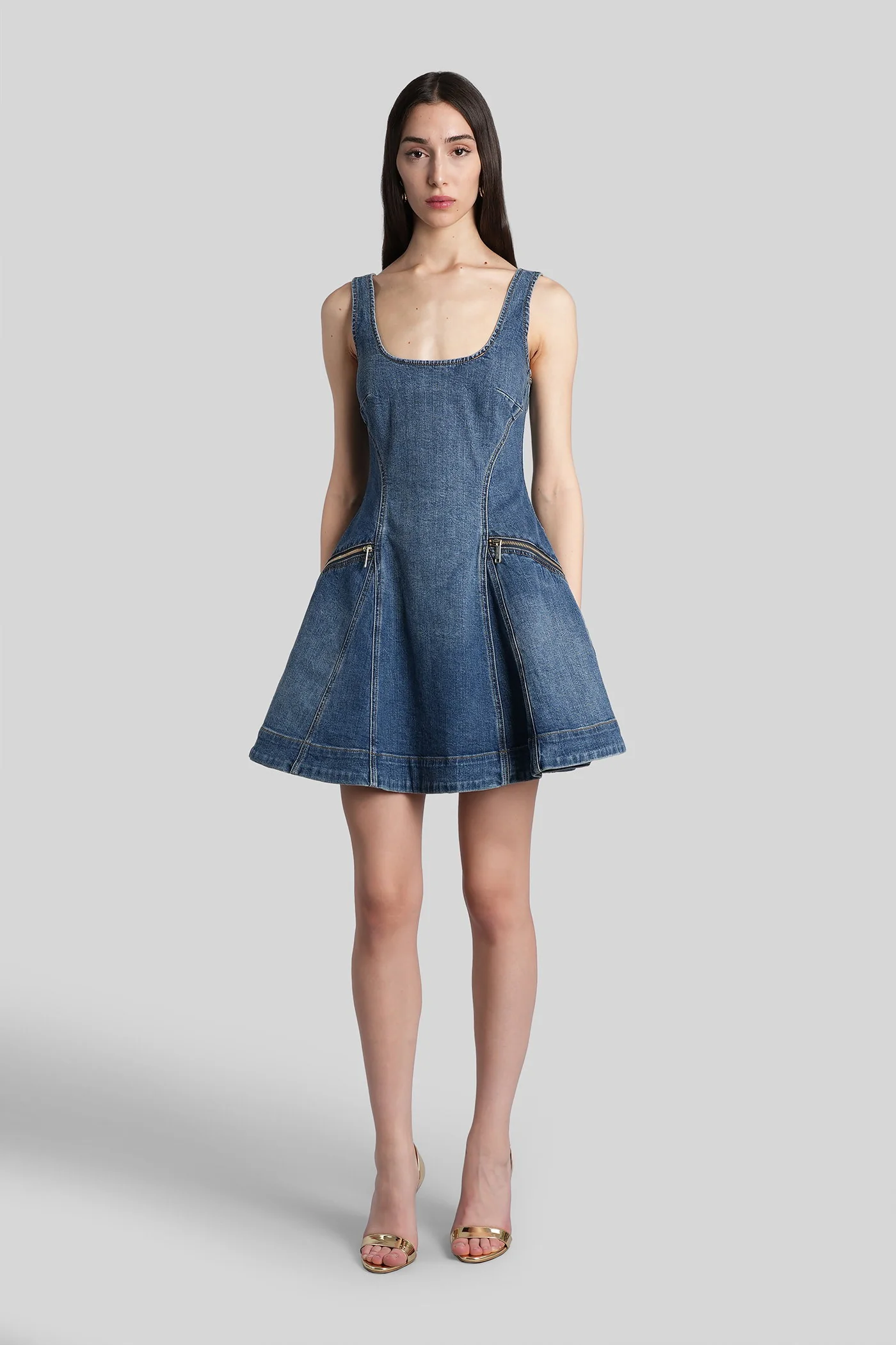Mini dress in blue cotton