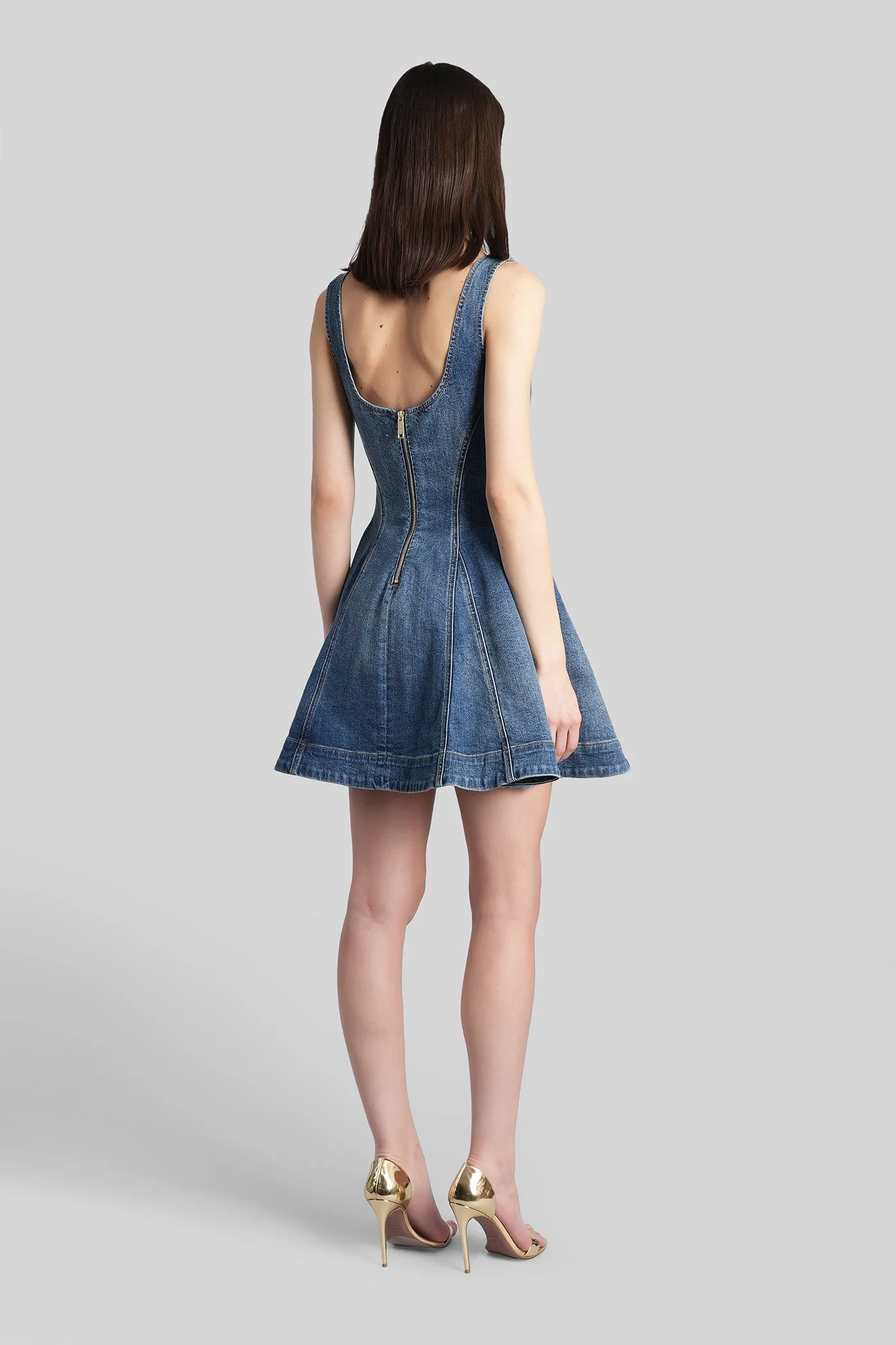 Mini dress in blue cotton - Image 3
