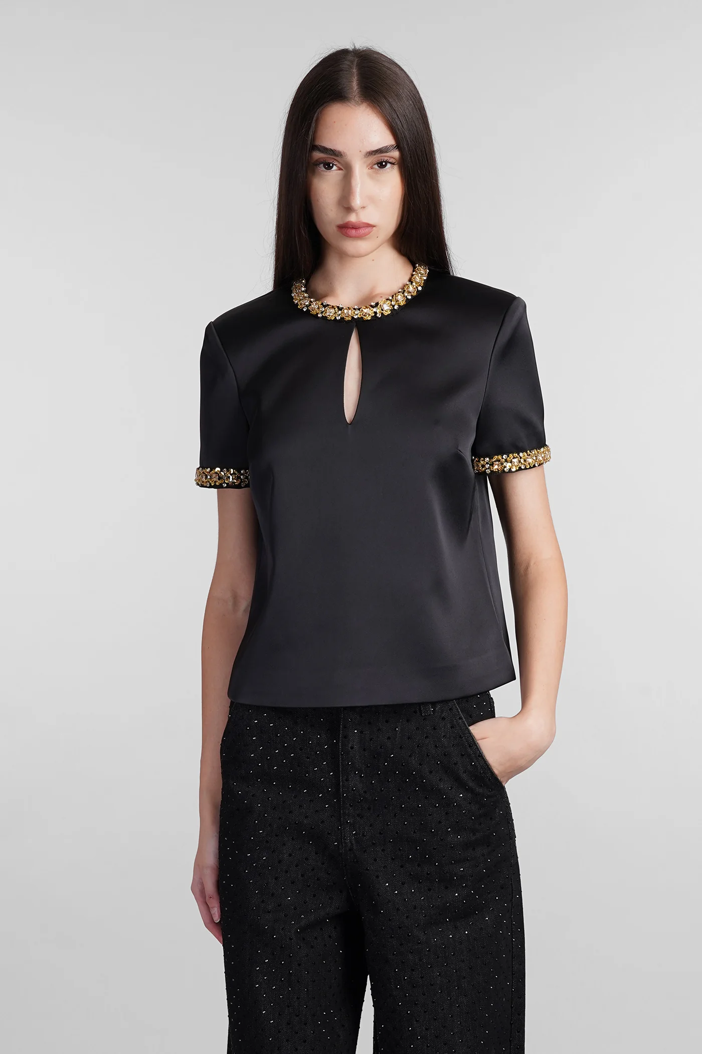 Topwear in black polyester