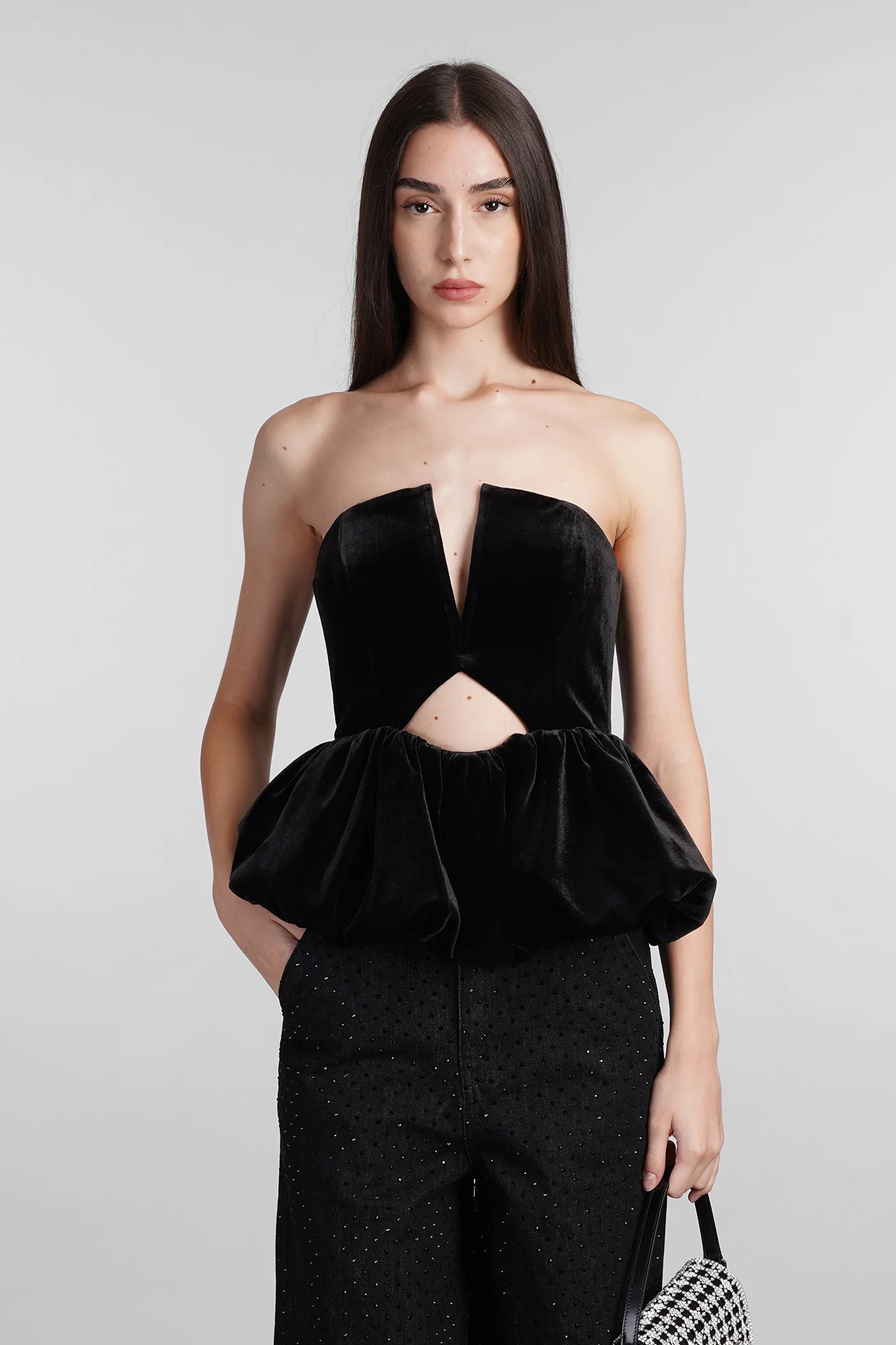 Topwear in black polyester