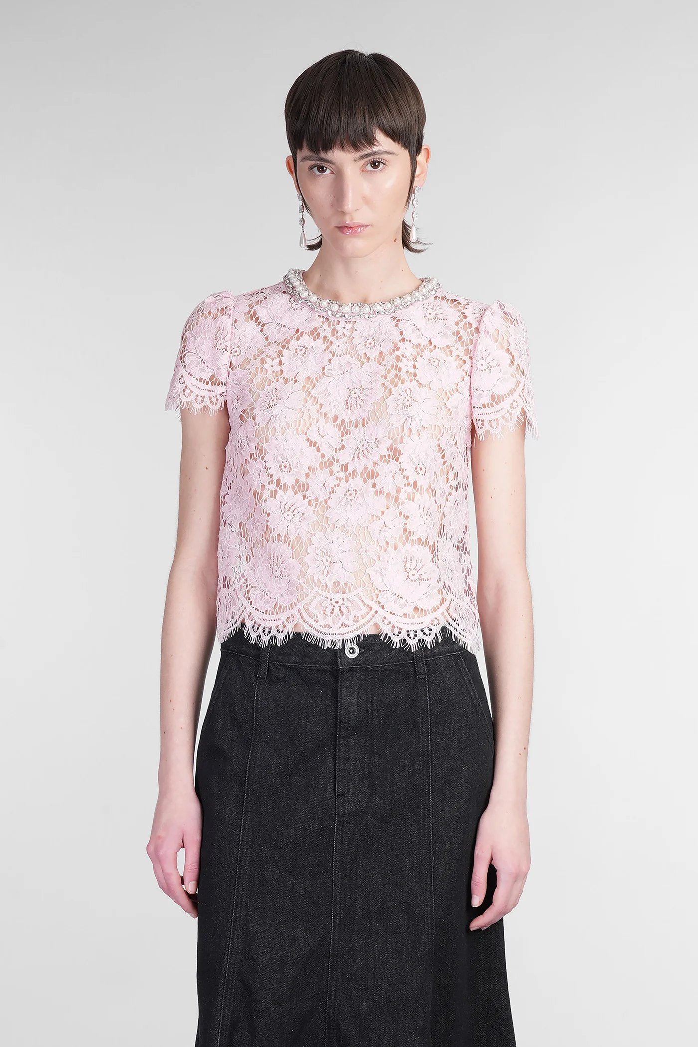 Topwear in rose-pink polyamide