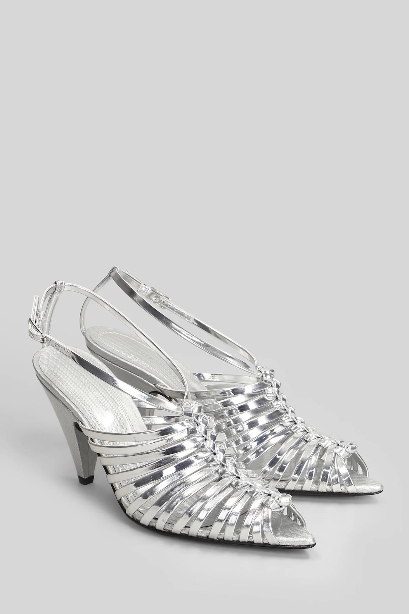 Wovenia Sandals in silver leather - Image 2