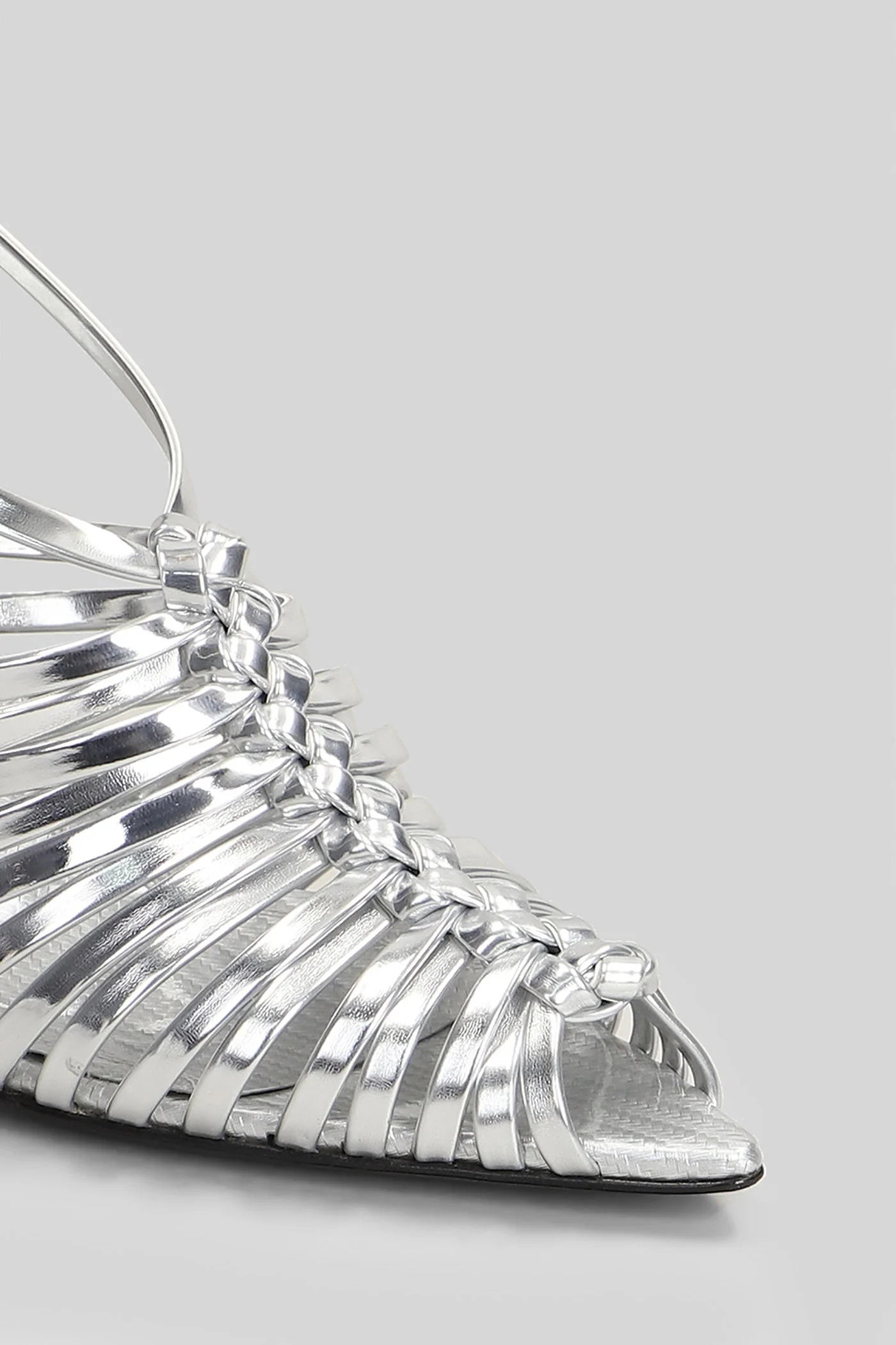 Wovenia Sandals in silver leather - Image 5