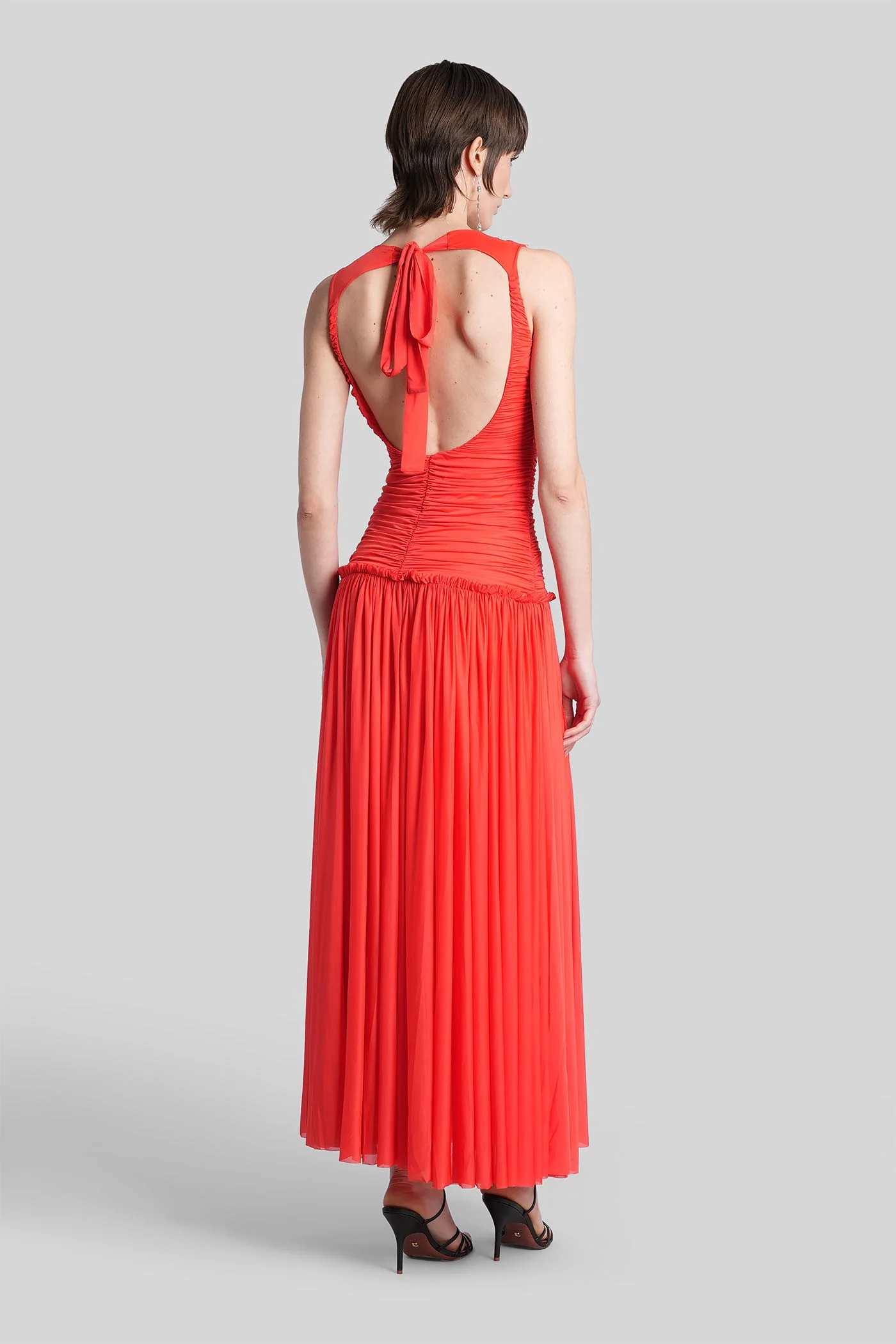 Alina Long dress in red polyester - Image 3