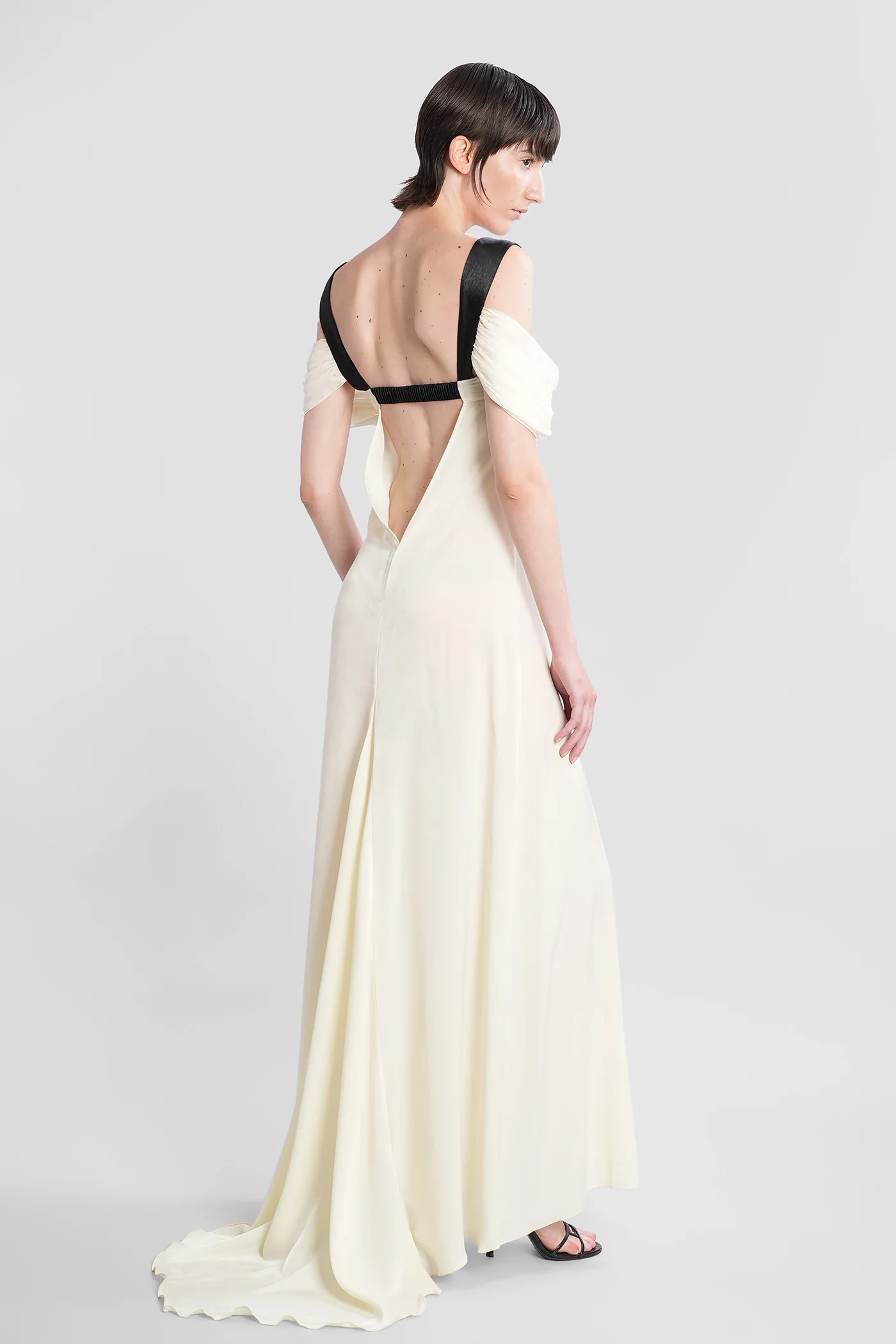 Elodie Long dress in beige polyamide - Image 3