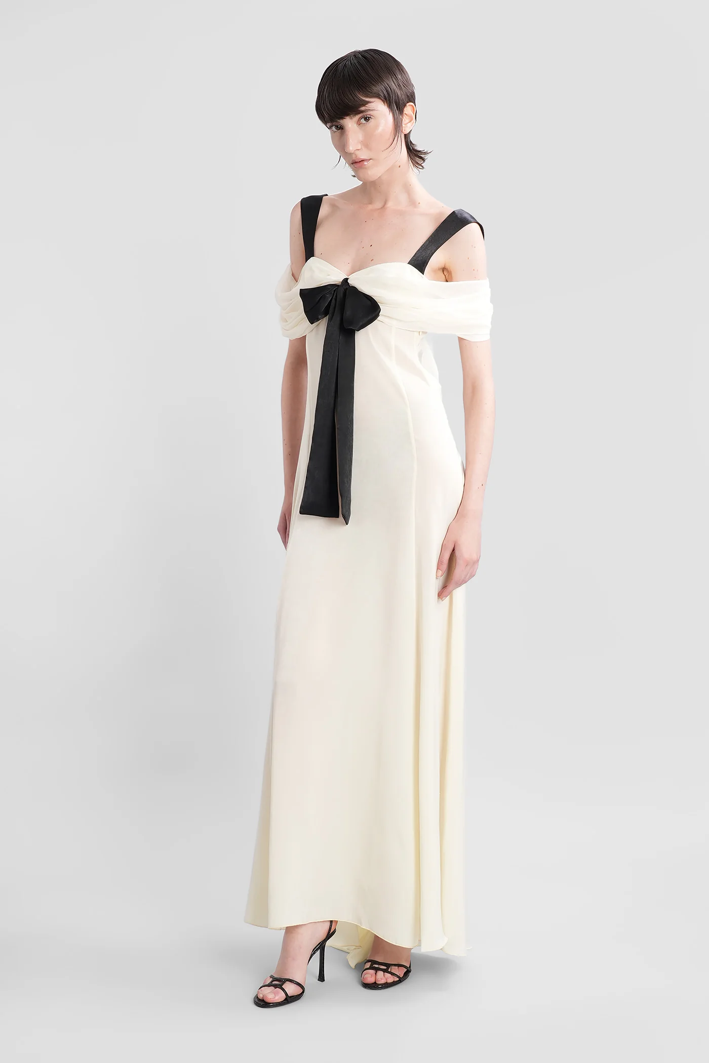 Elodie Long dress in beige polyamide - Image 4