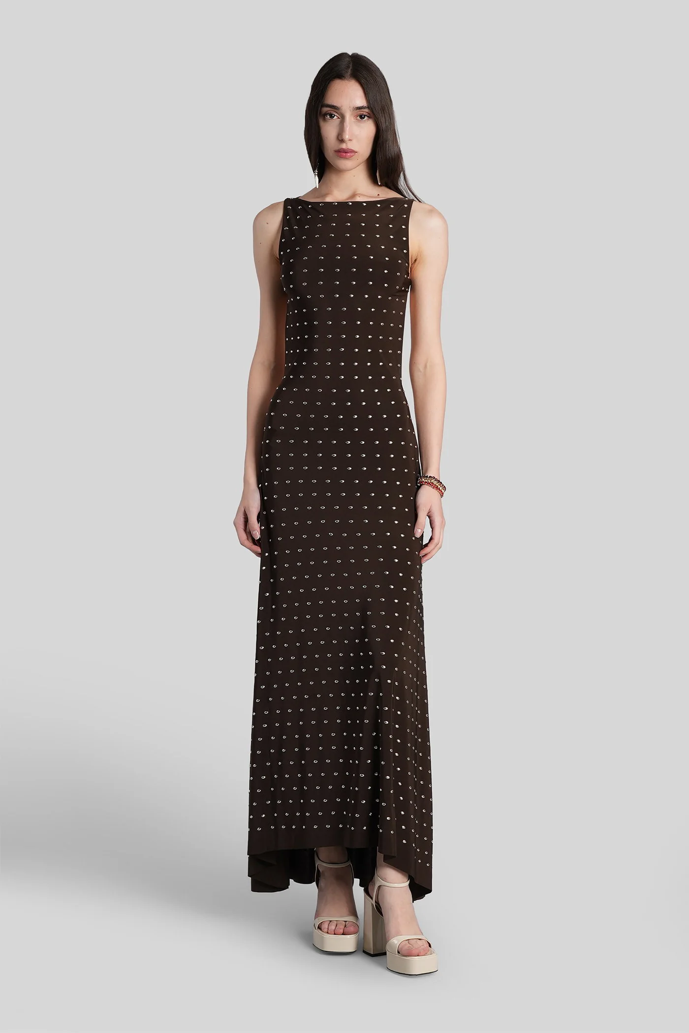 Grace Long dress in brown polyester