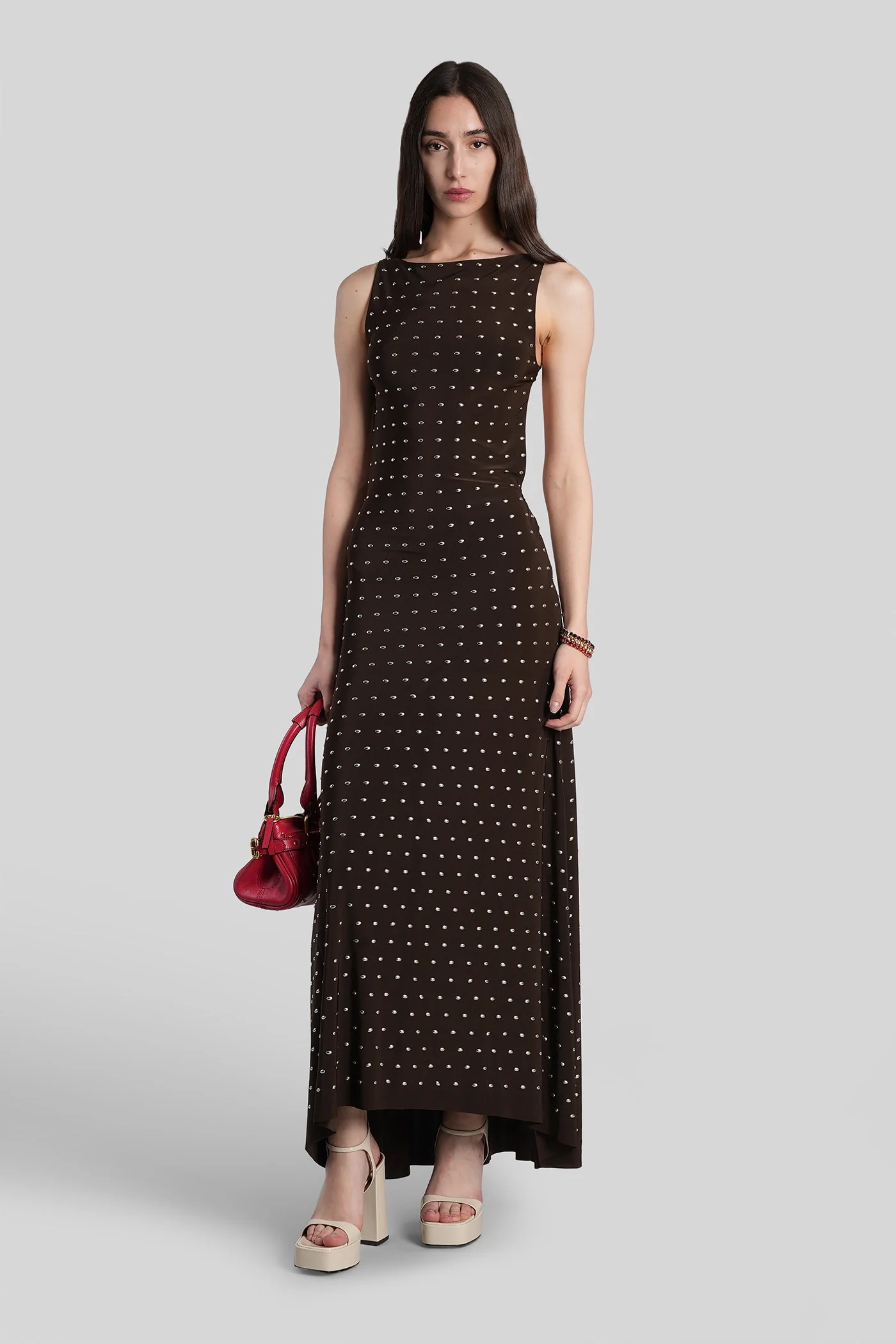 Grace Long dress in brown polyester - Image 2
