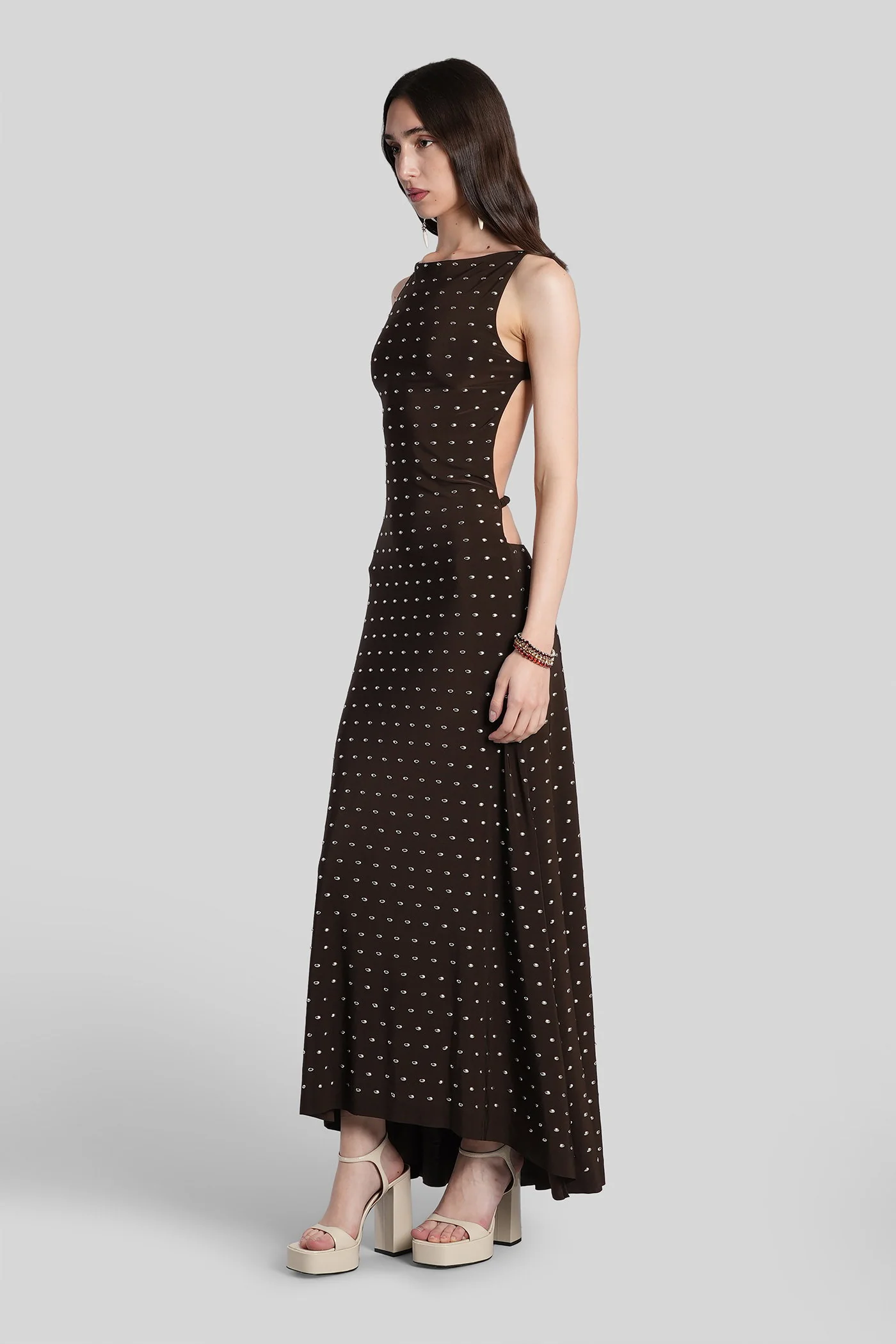 Grace Long dress in brown polyester - Image 4