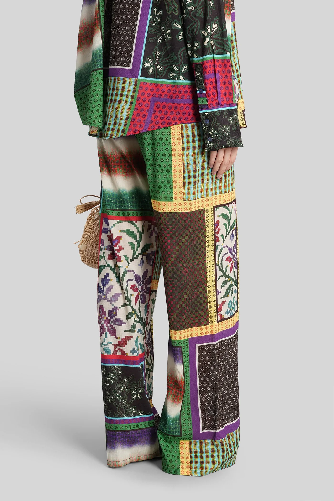 Manoce Pants in multicolor cotton - Image 3