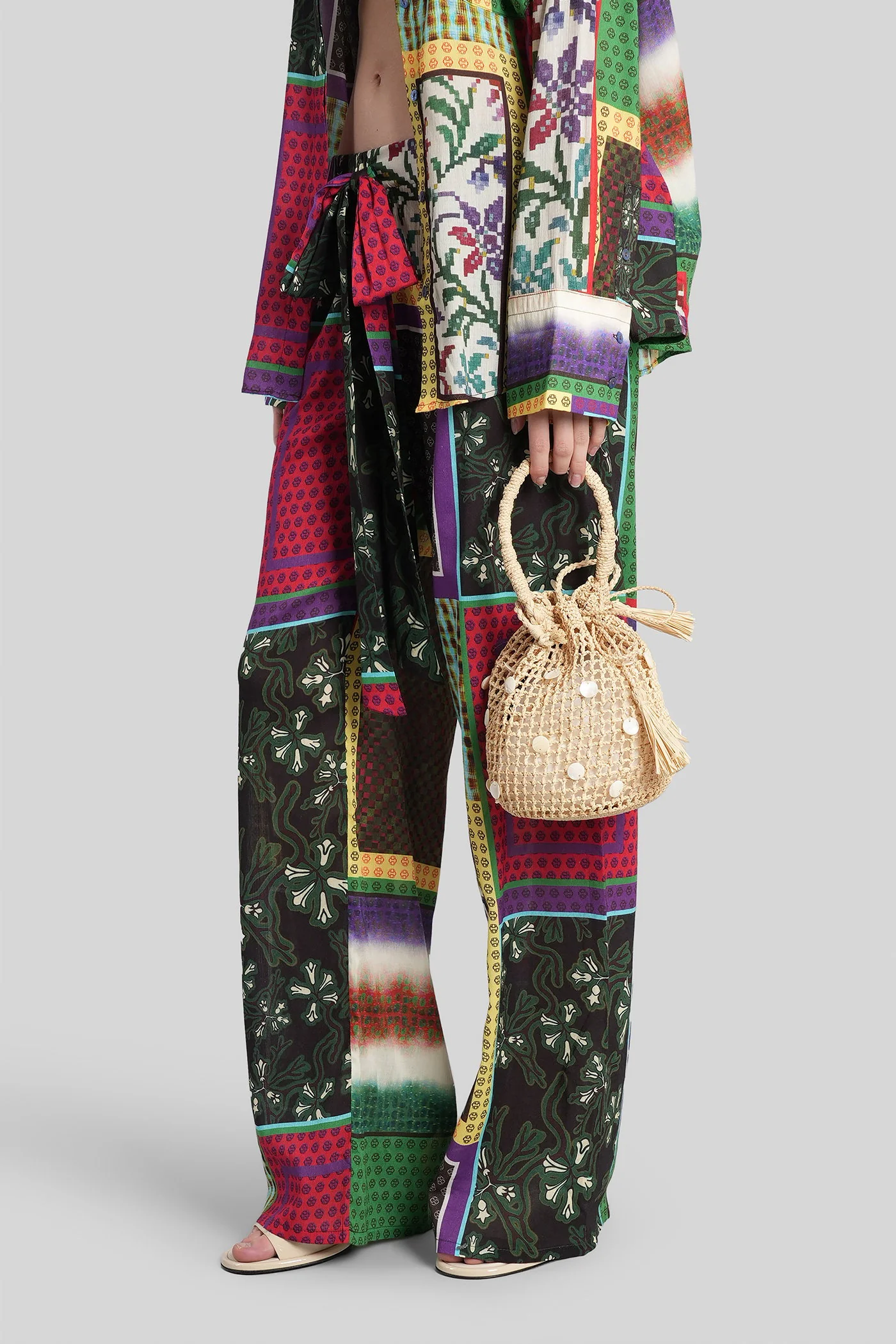 Manoce Pants in multicolor cotton - Image 4