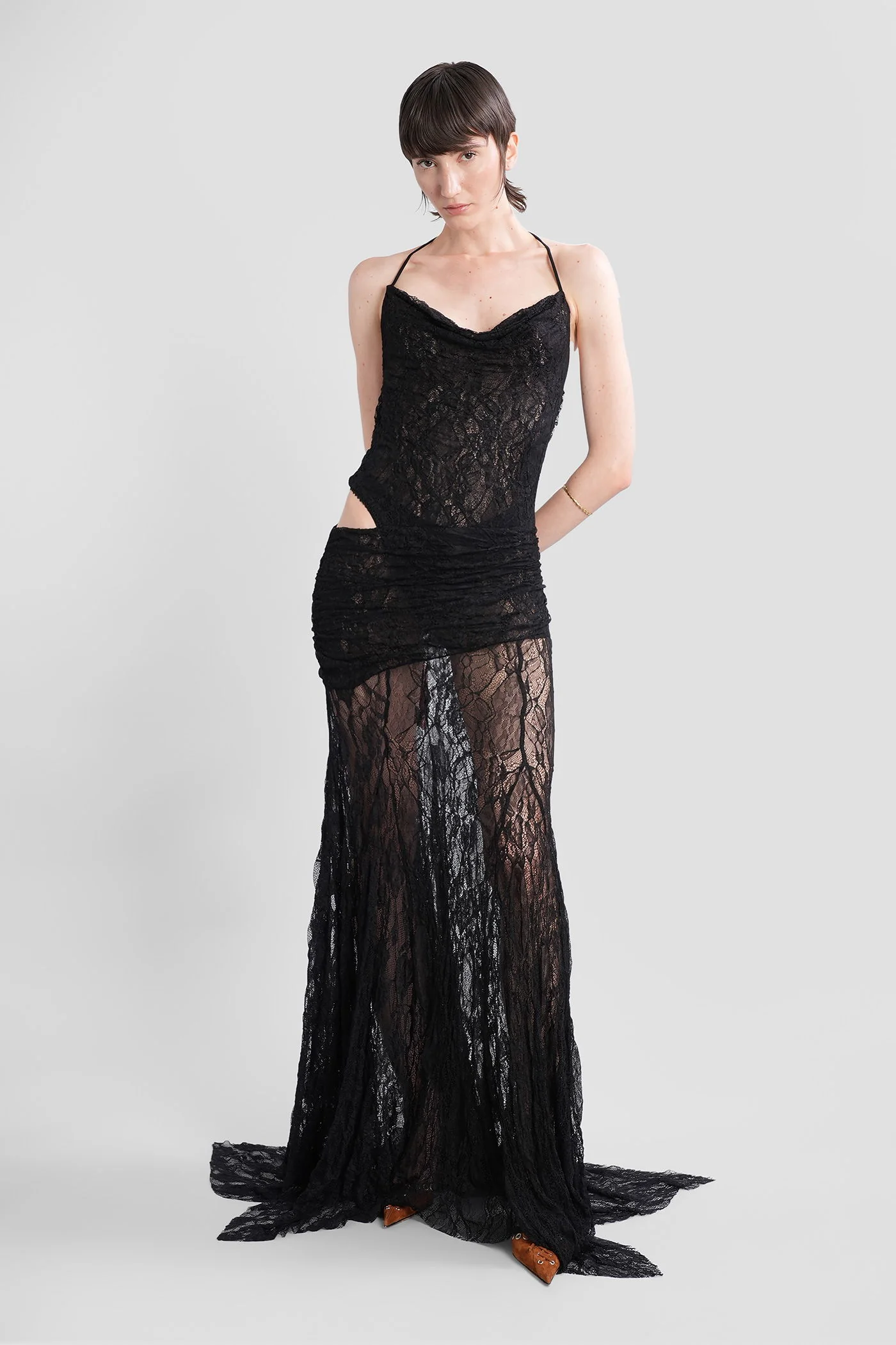 Venusia Long dress in black polyamide