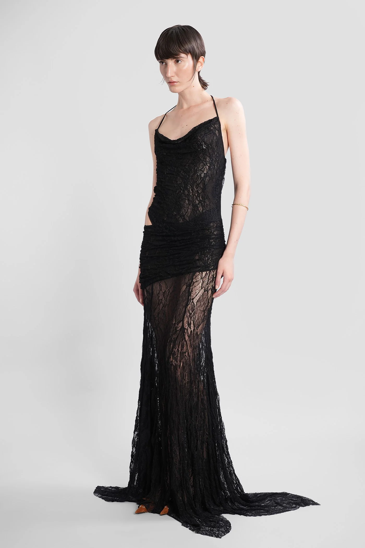 Venusia Long dress in black polyamide - Image 4