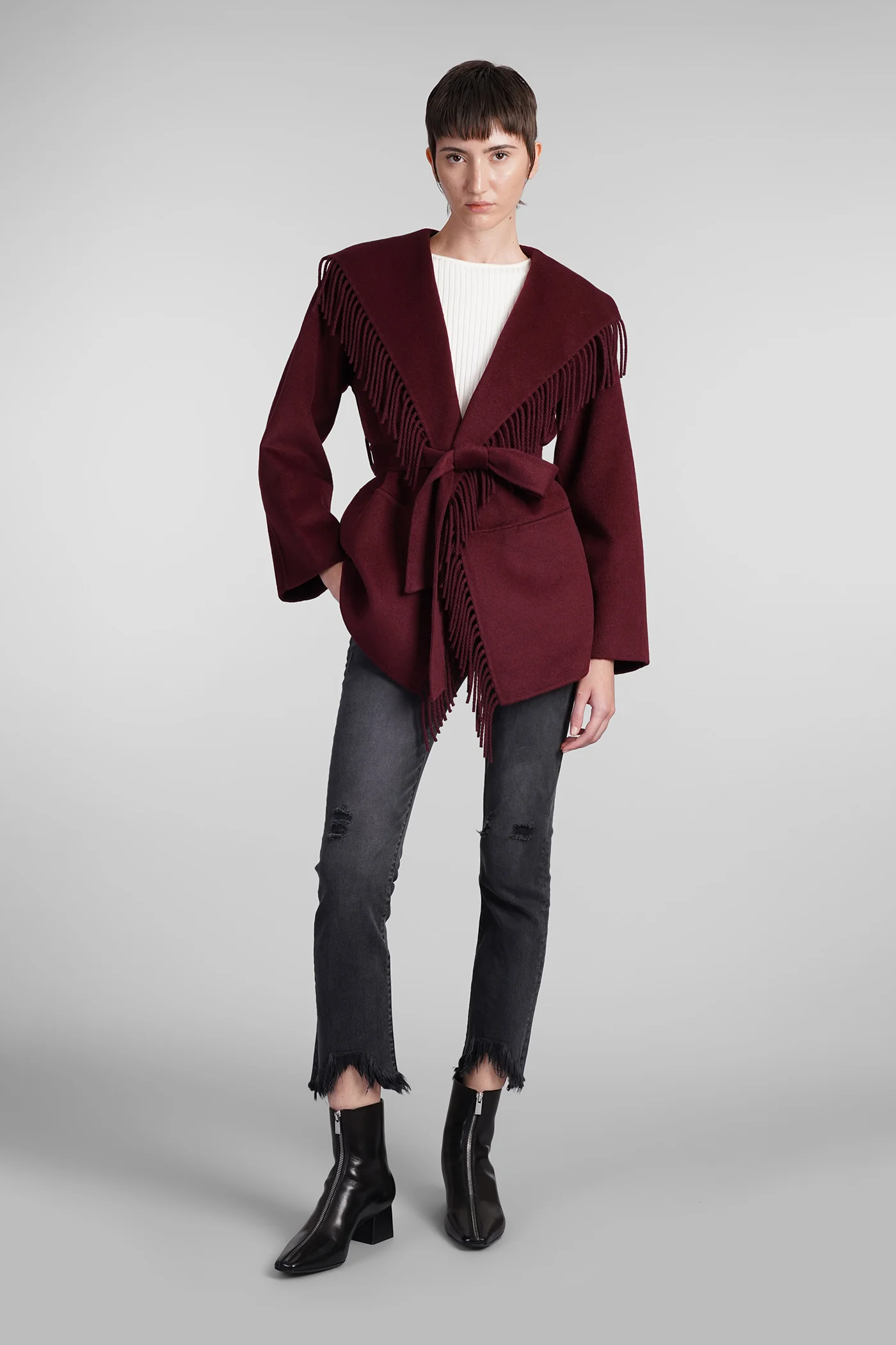 Rowen Casual jacket in bordeaux wool - Image 2