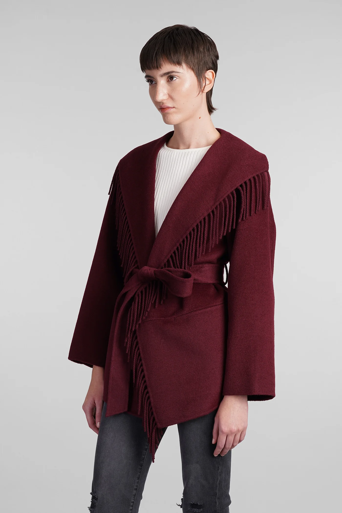 Rowen Casual jacket in bordeaux wool - Image 4