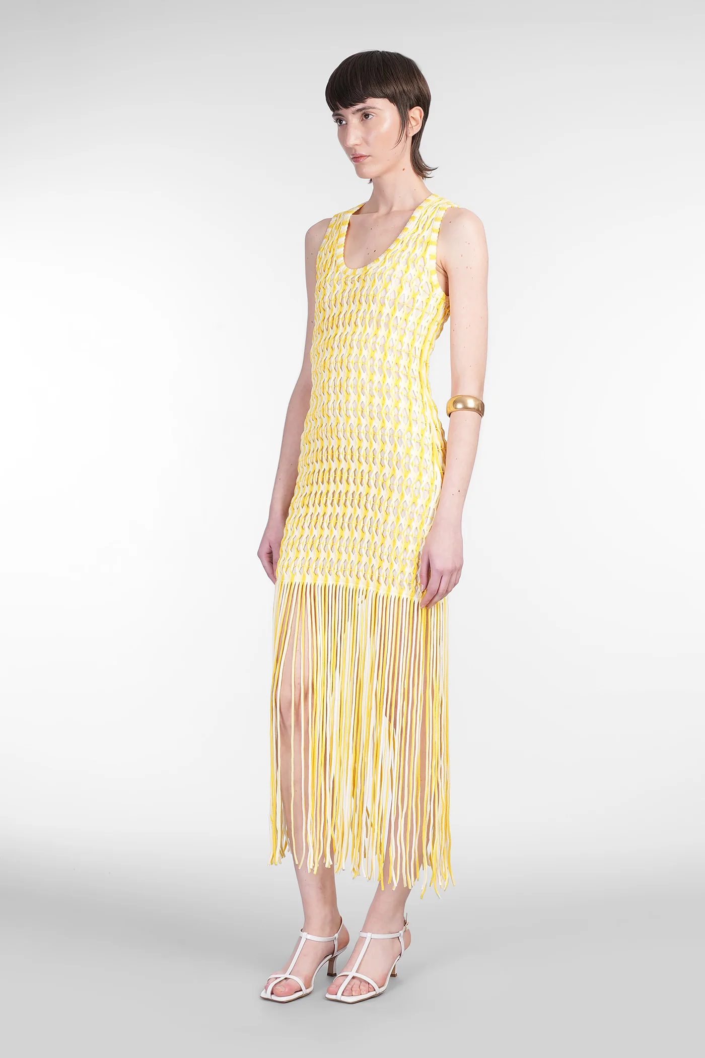 Sonia Long dress in yellow Rayon - Image 4