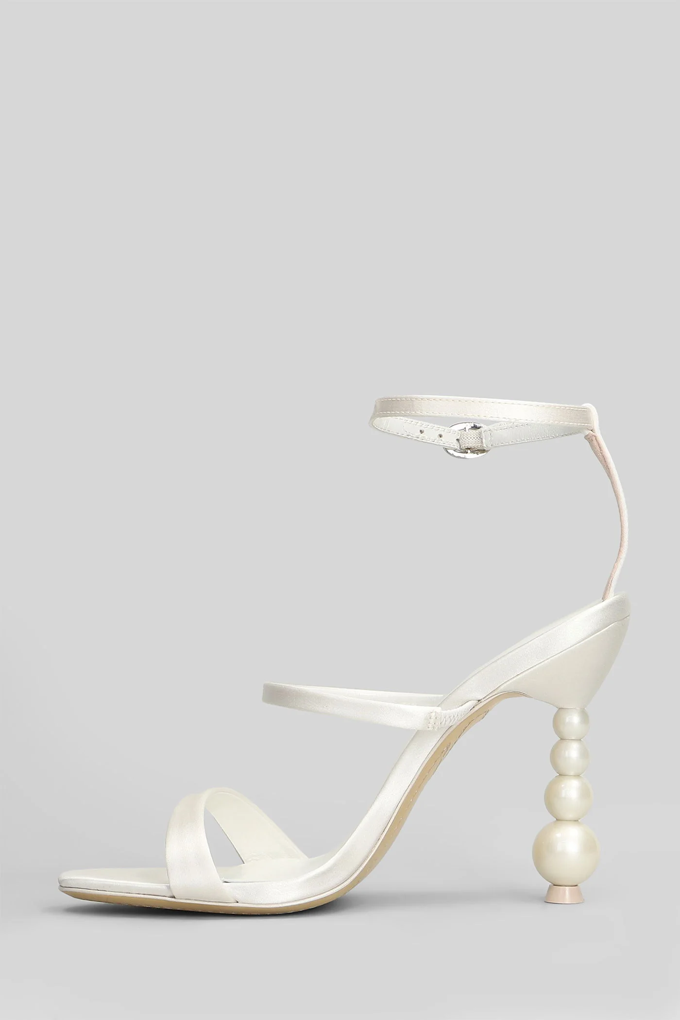 Rosalind Pearl Sandals in white satin - Image 3