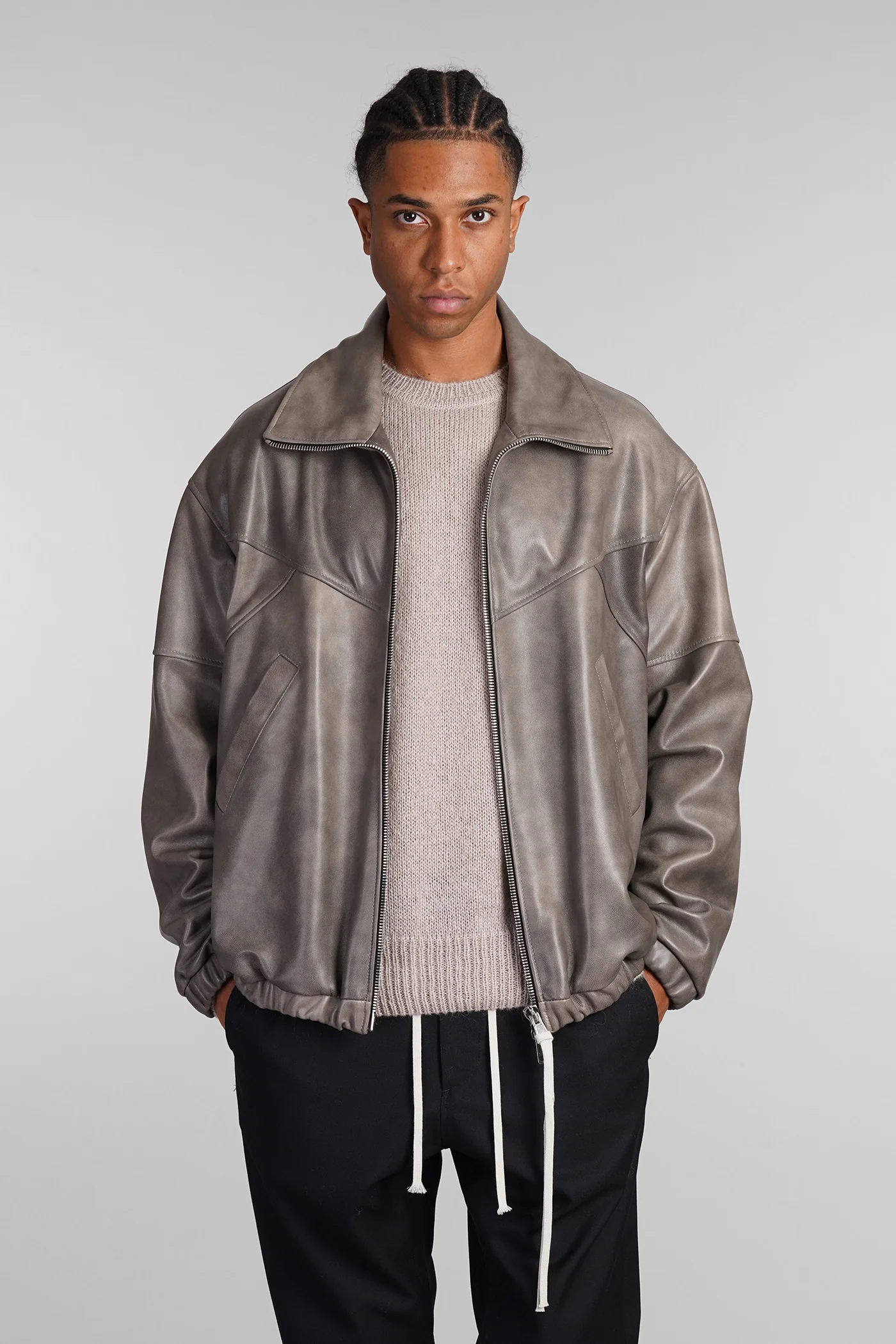Diablo Biker jacket in taupe leather