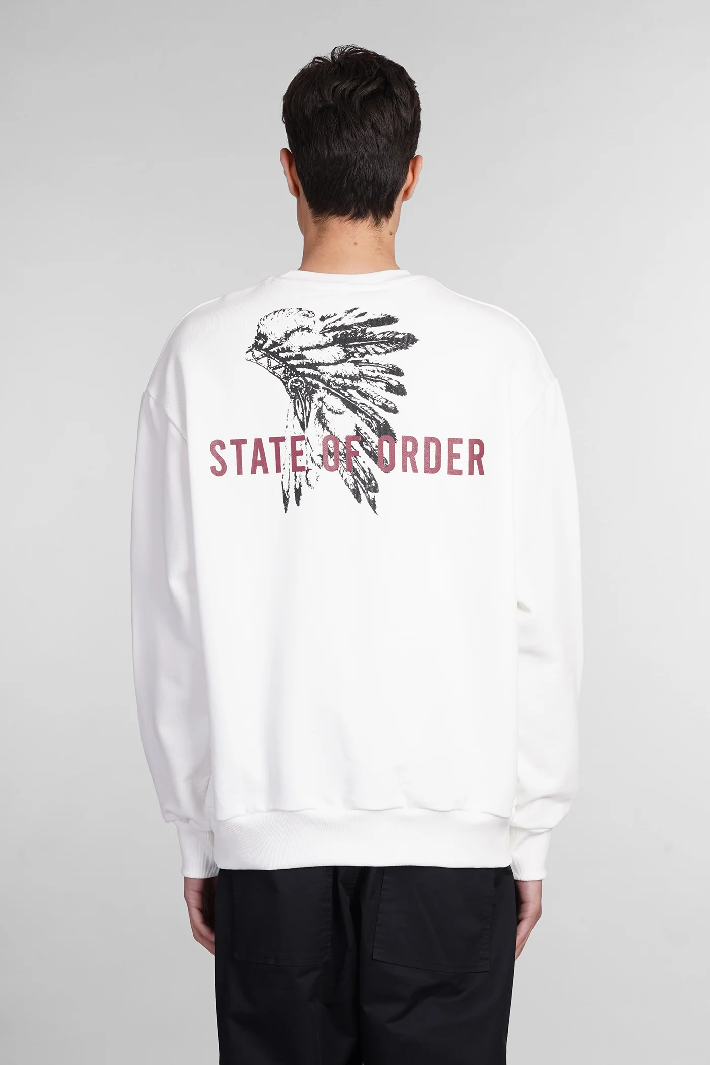 Fleece off Sweatshirt in white cotton - Image 3