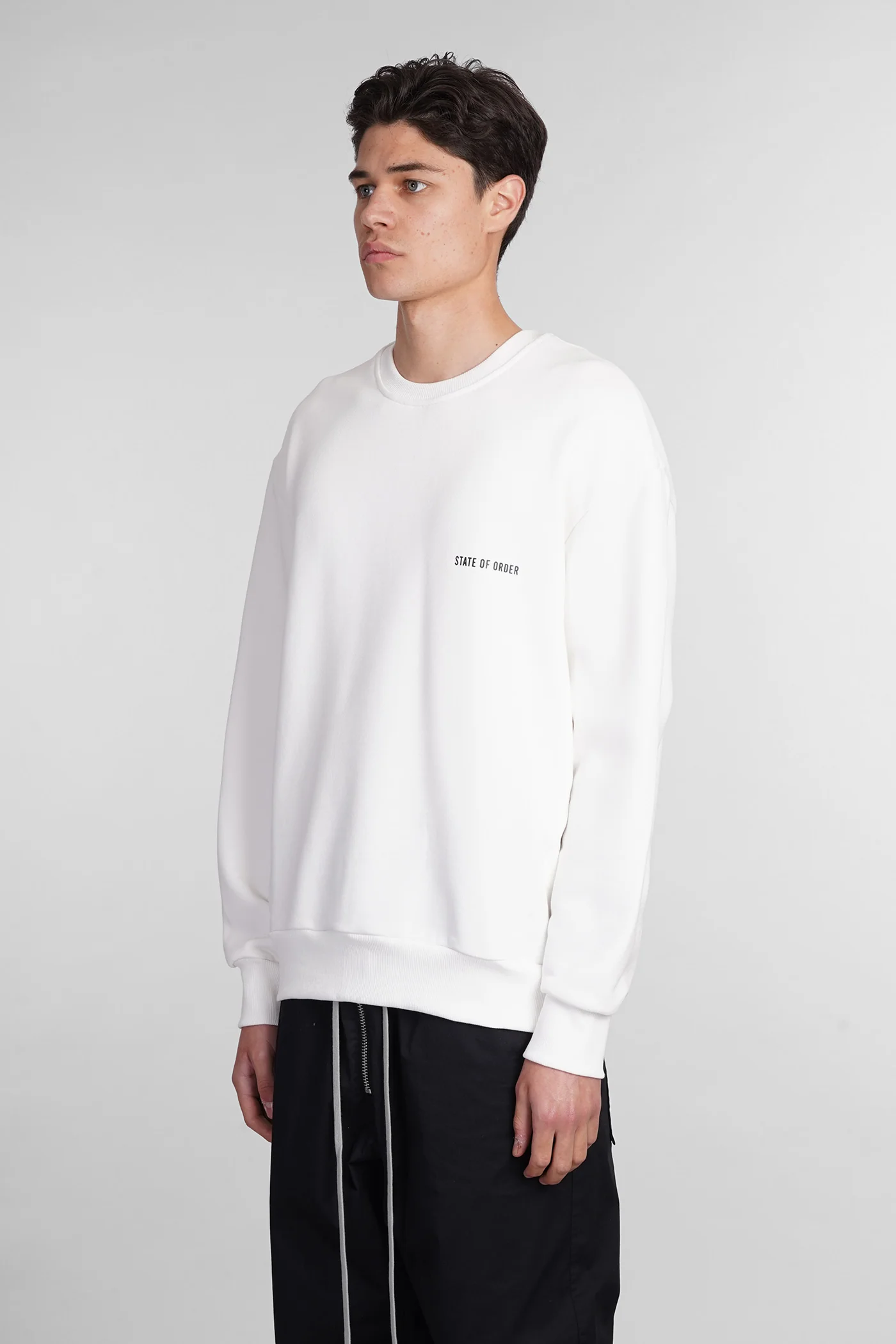 Fleece off Sweatshirt in white cotton - Image 4