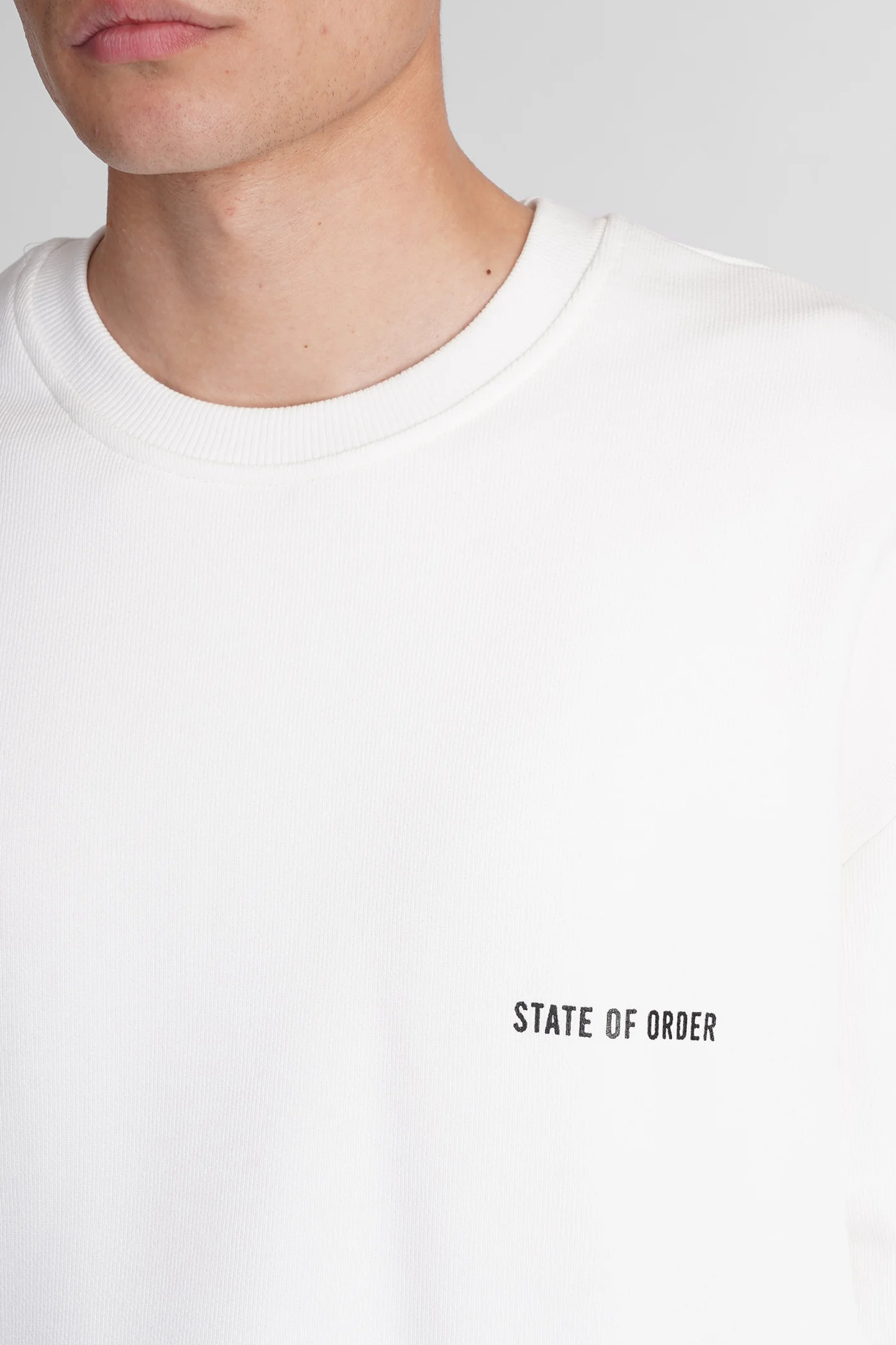 Fleece off Sweatshirt in white cotton - Image 5