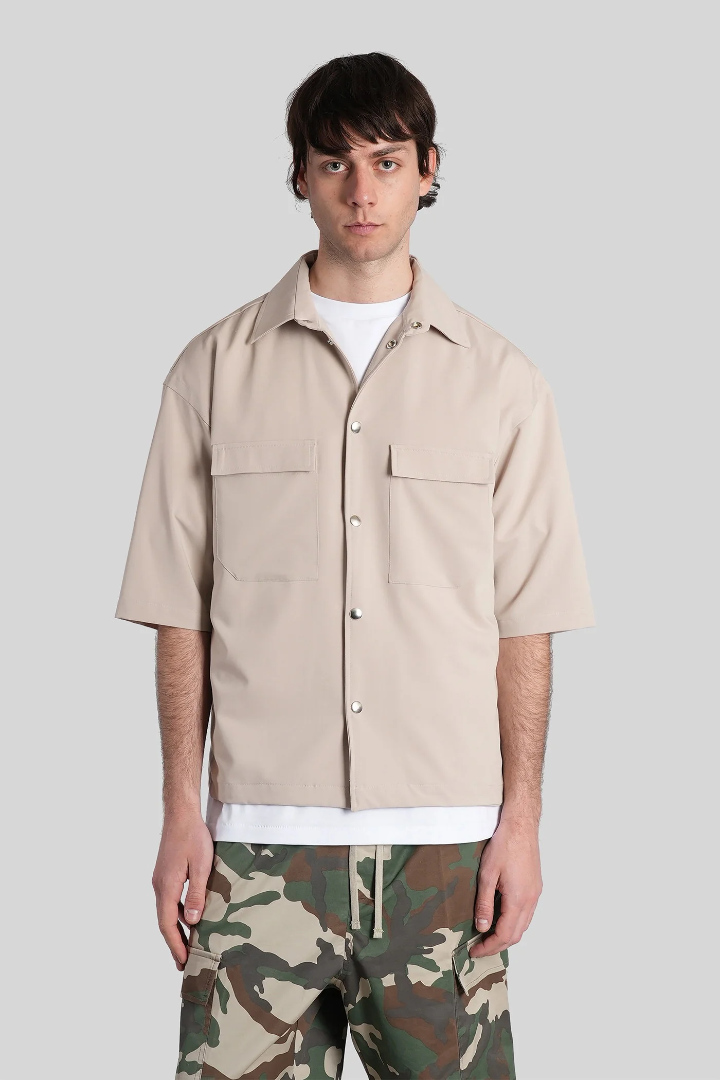 Half apache Shirt in beige polyester